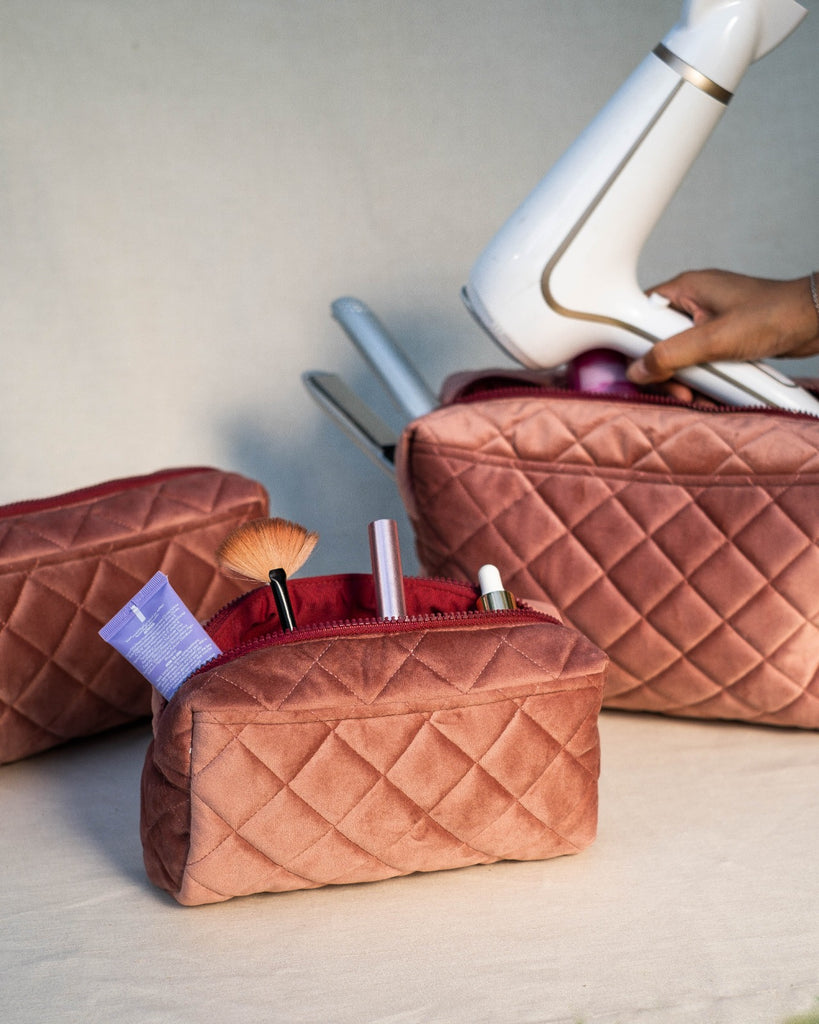 Blush Puff Velvet Pouch