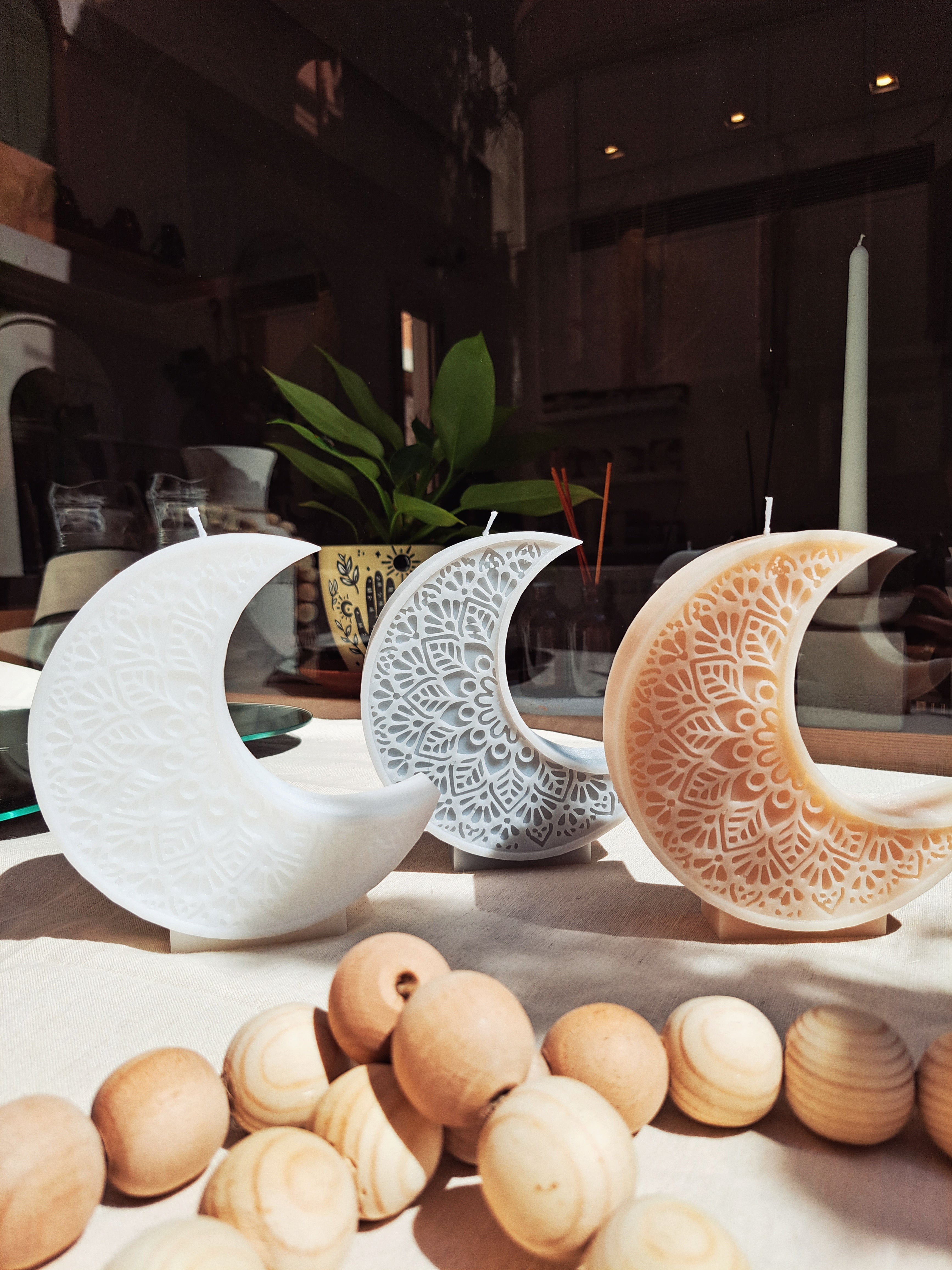 Crescent Mandala Candle
