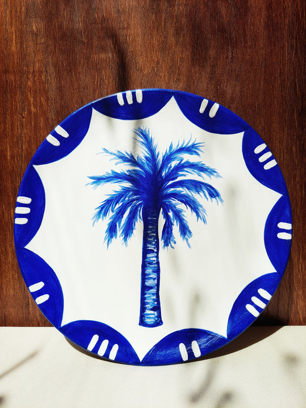 Blue Palm Decorative Ceramic Plate