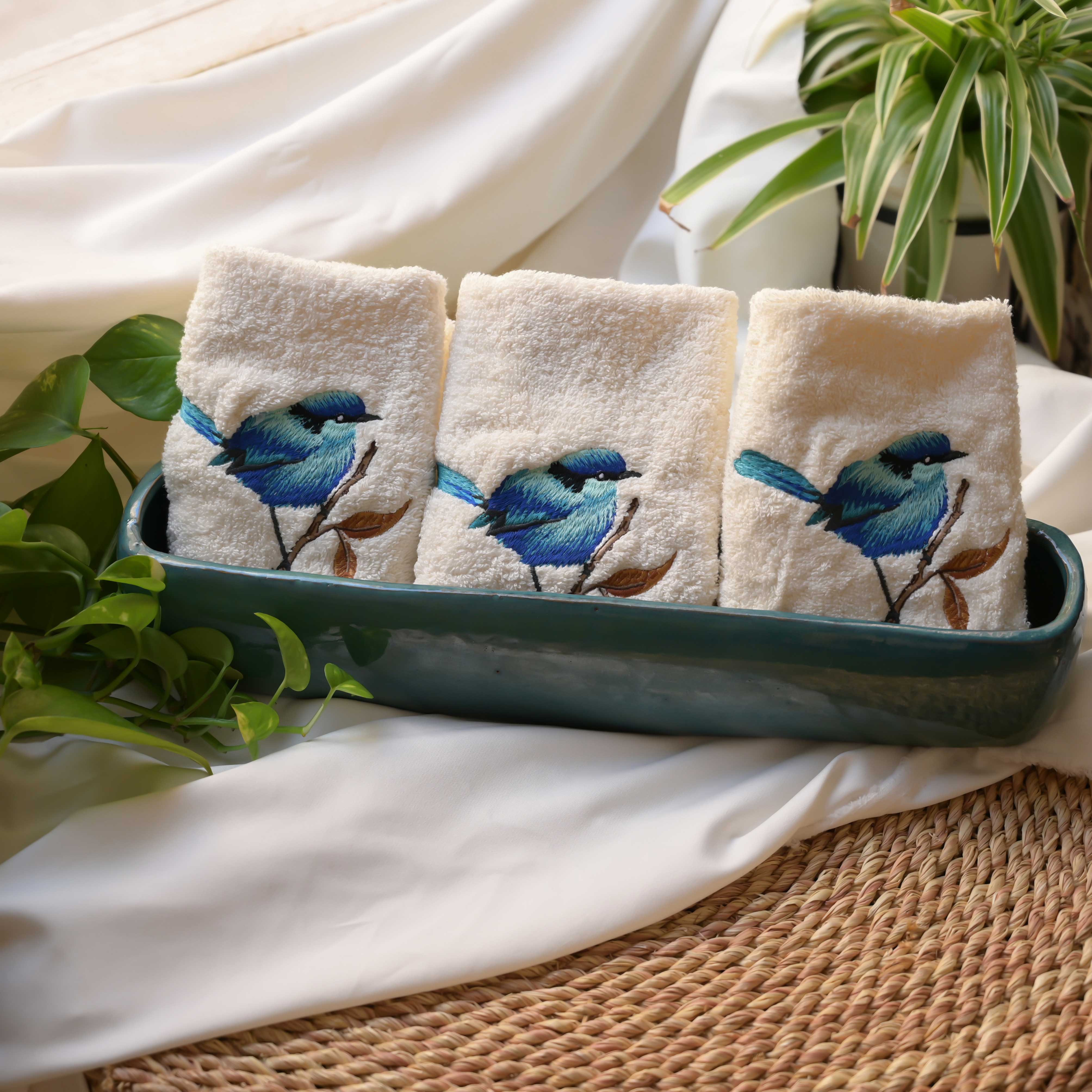 Blue Bird Guest Towel Set
