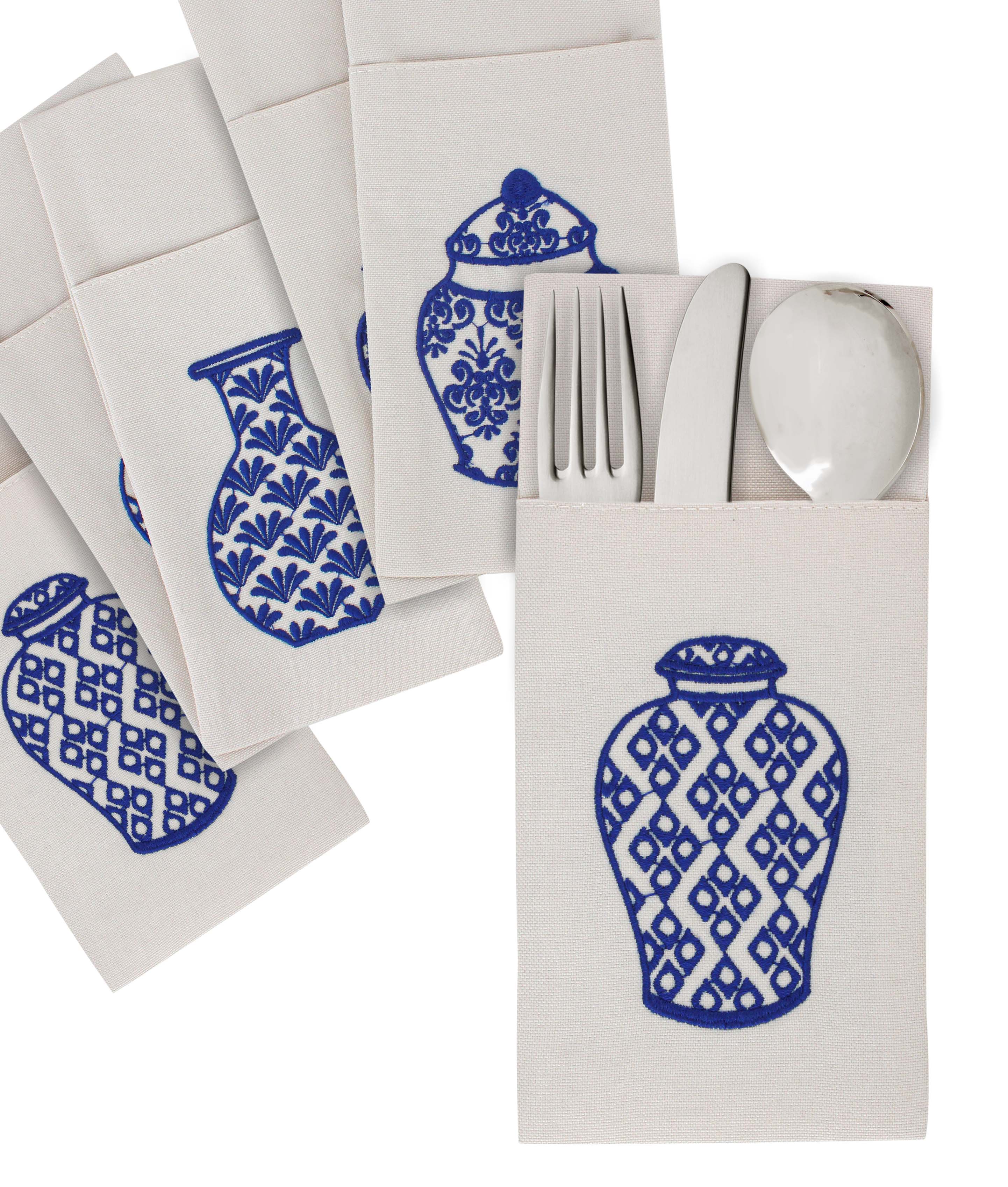 Bleu Blanc Cutlery Holder Set