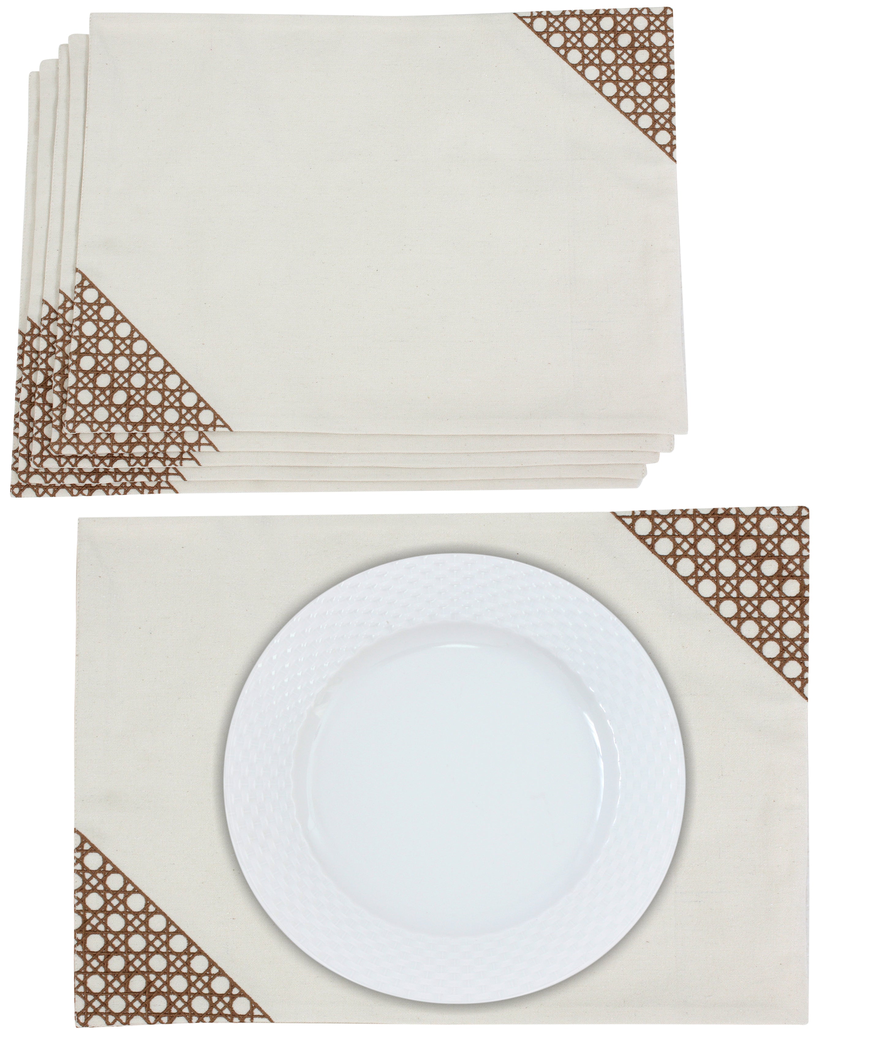 Wooden Cané Placemats Set