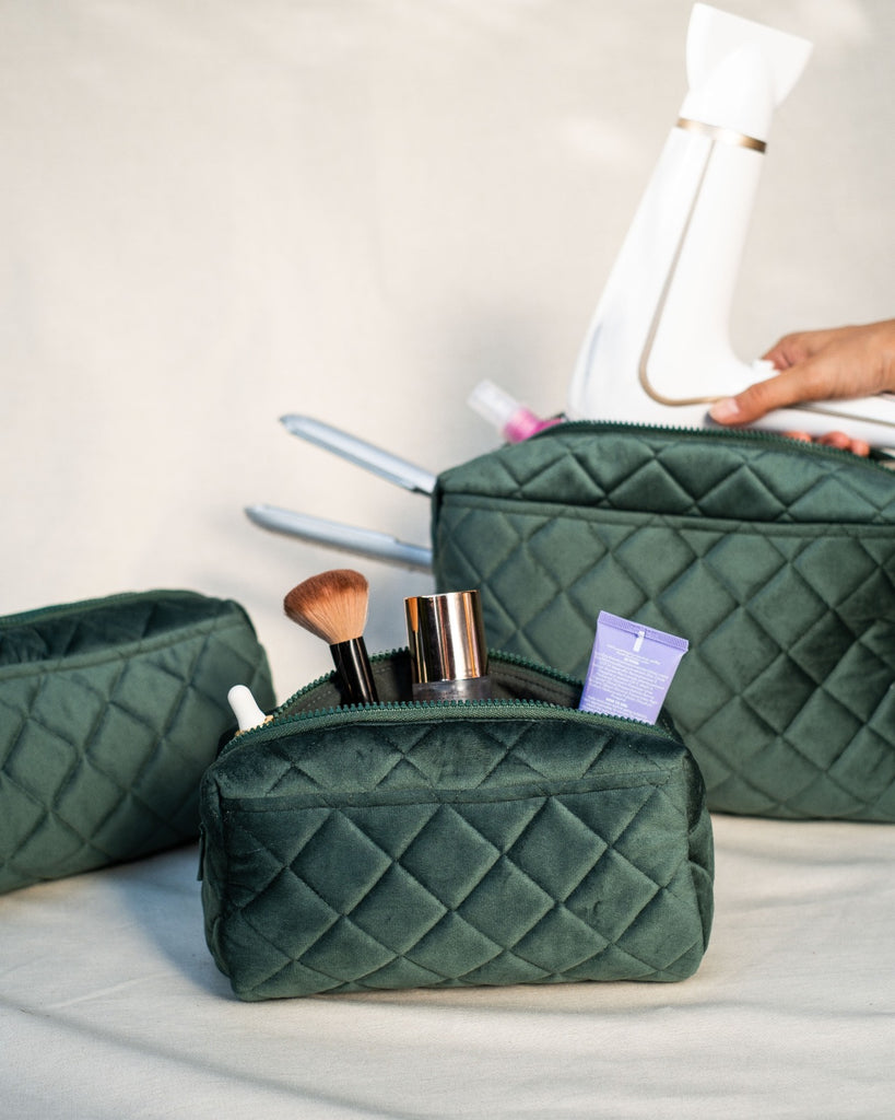 Emerald Puff Velvet Pouch
