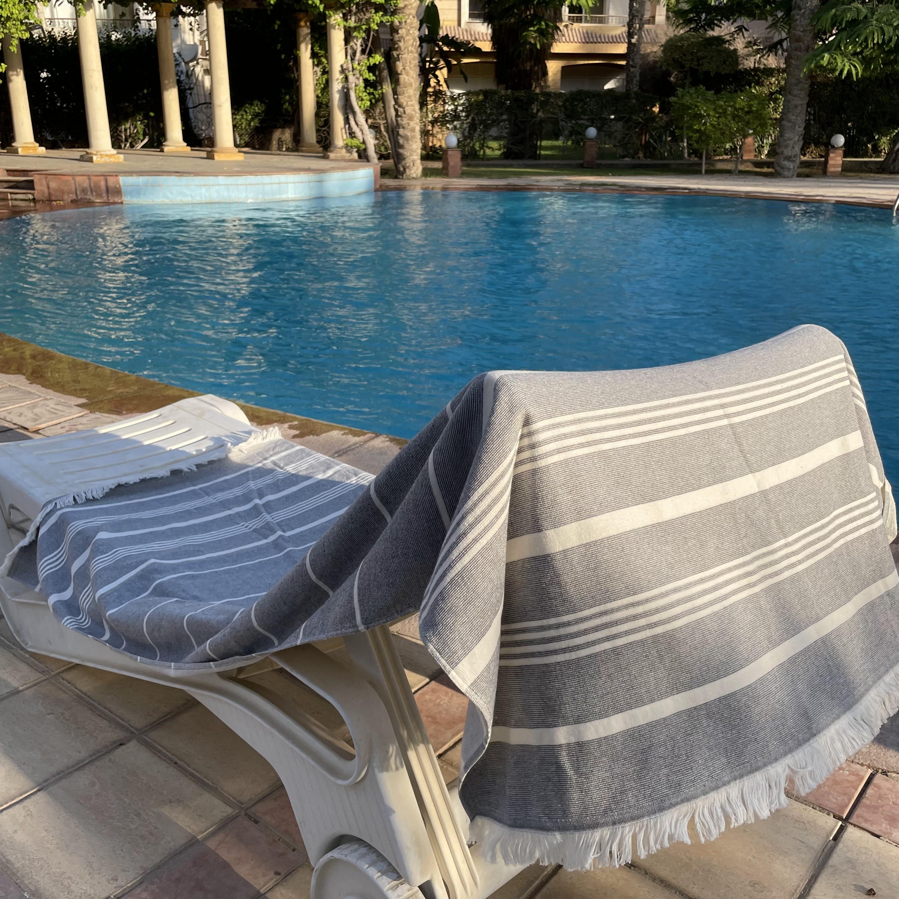 Grey Stripped Hammam Towel