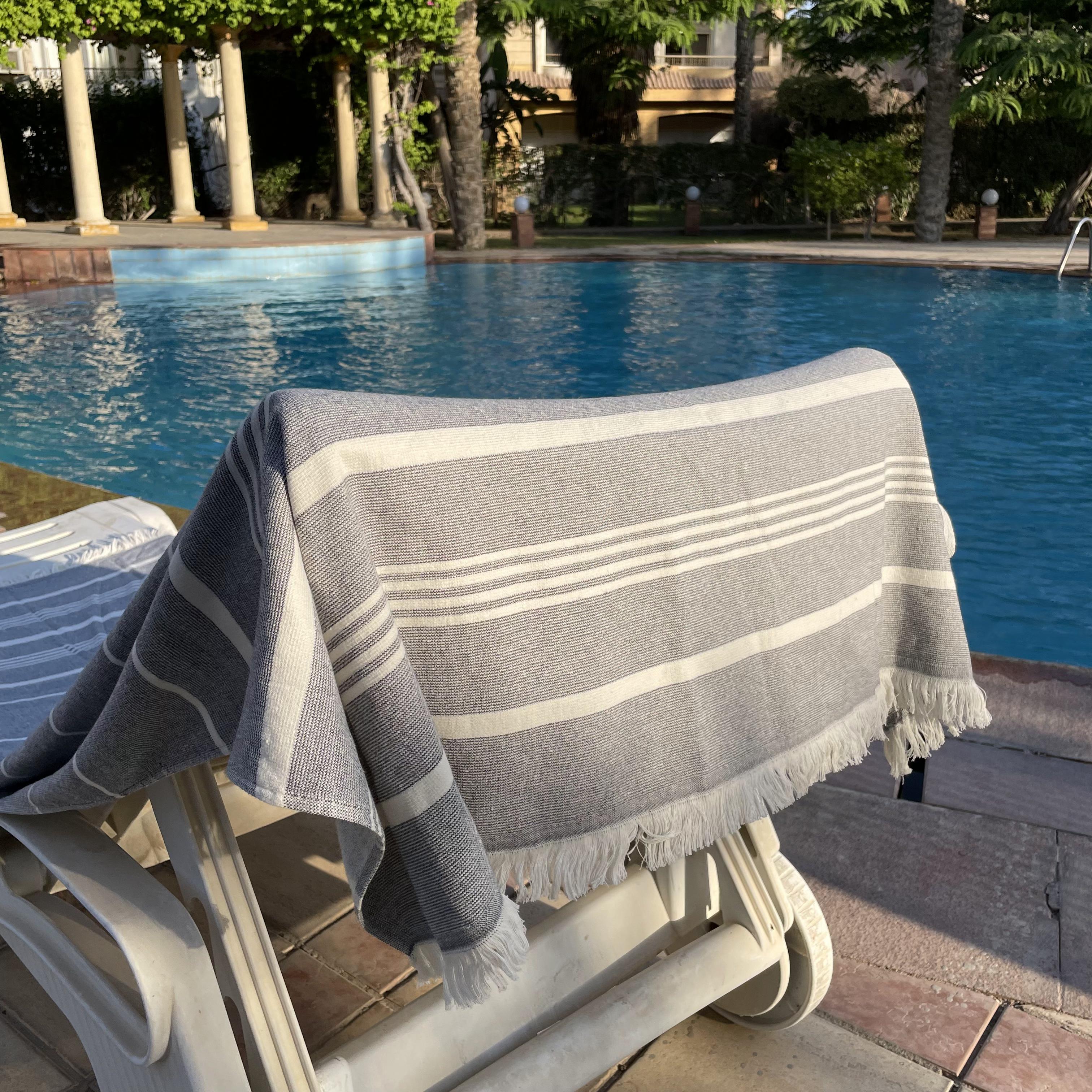 Grey Stripped Hammam Towel