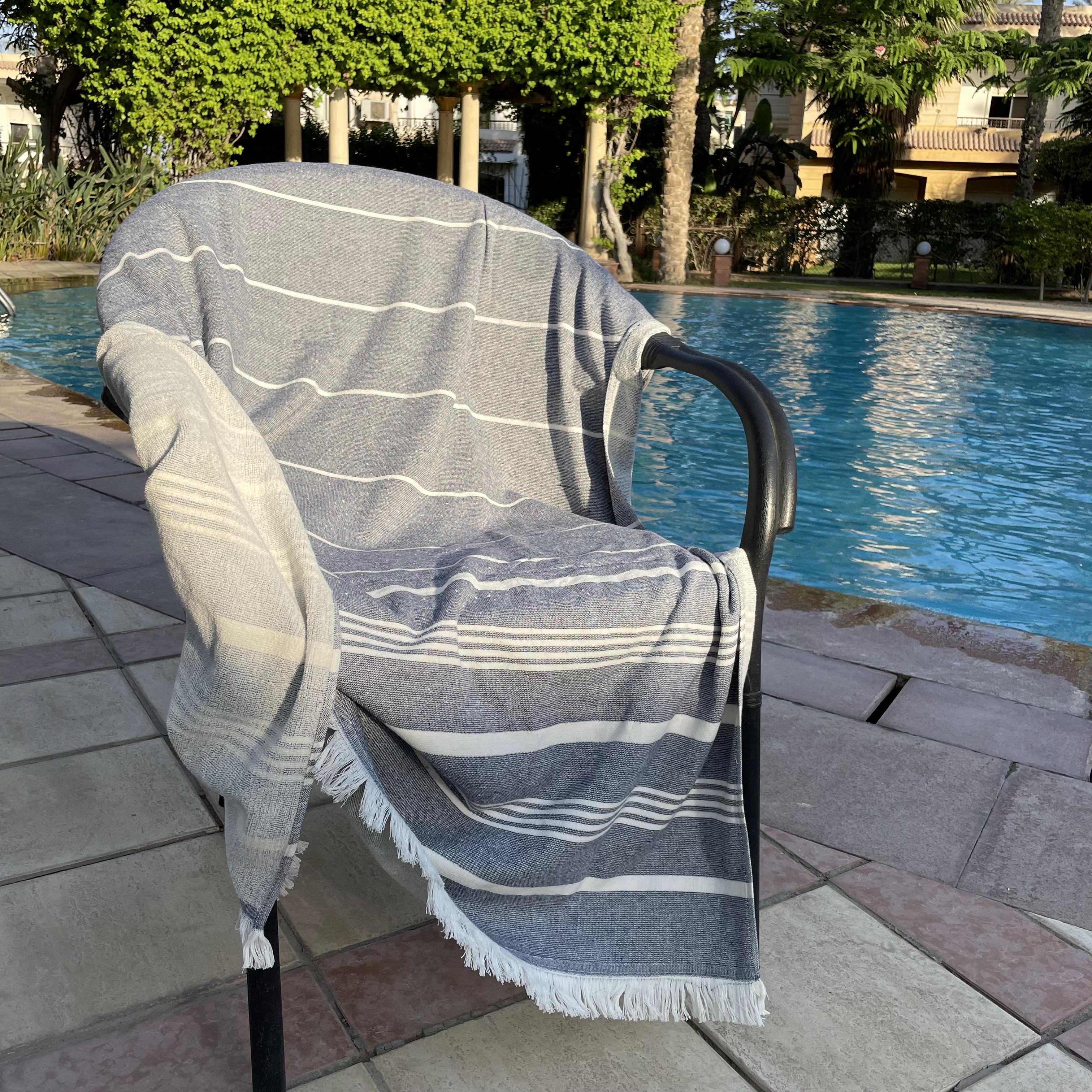 Navy Stripped Hammam Towel