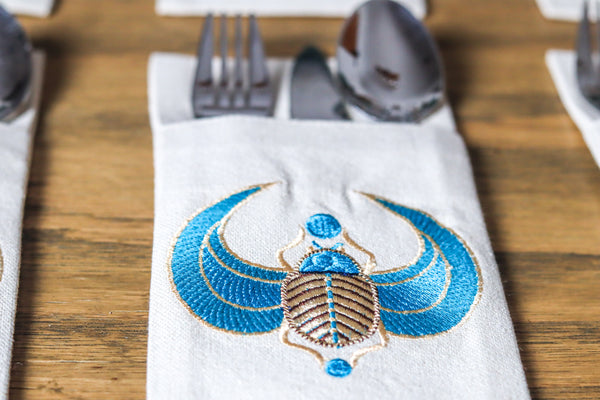 Winged Scarab  Cutlery Holder Set