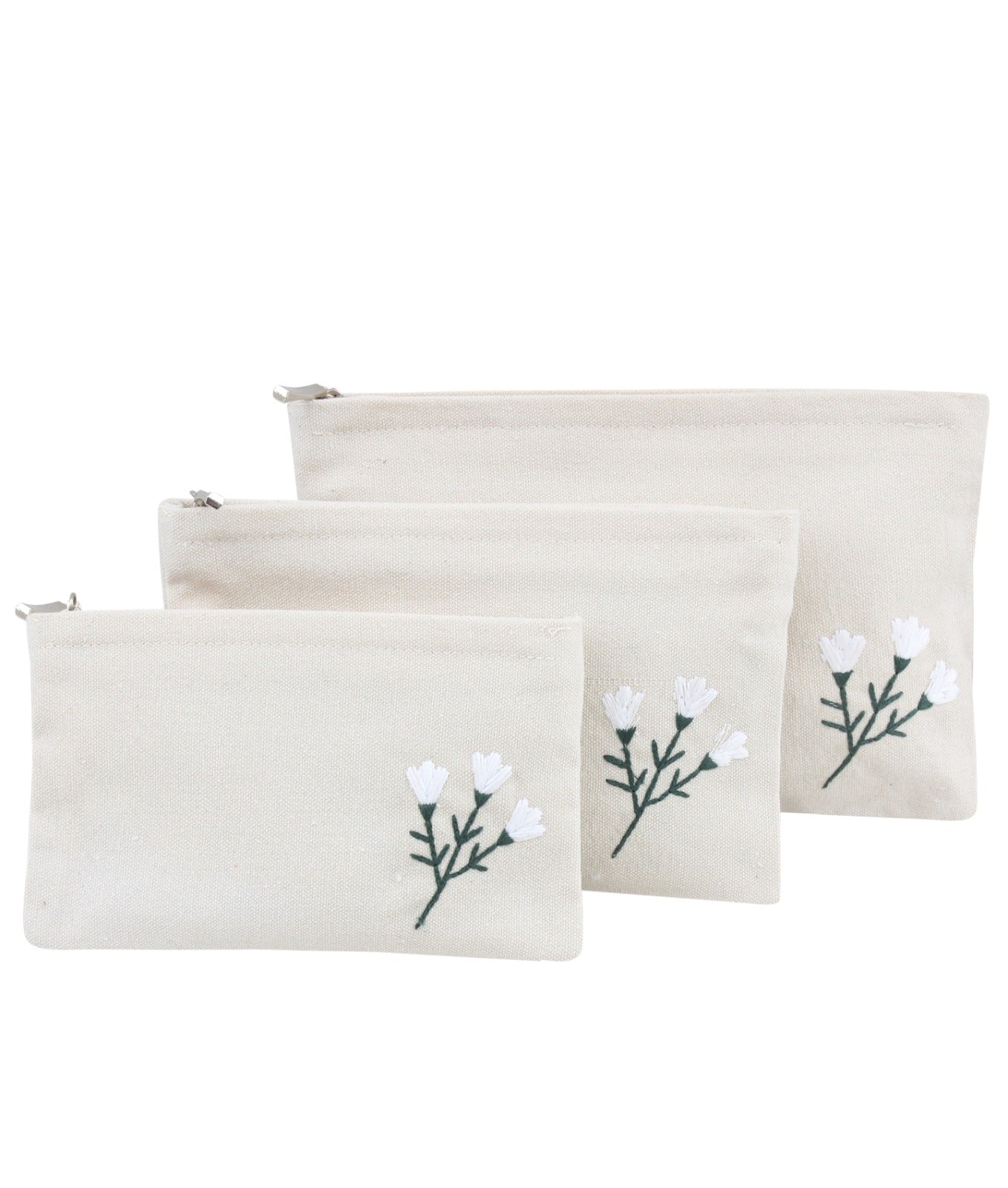 White Rose Upcycled Pouch