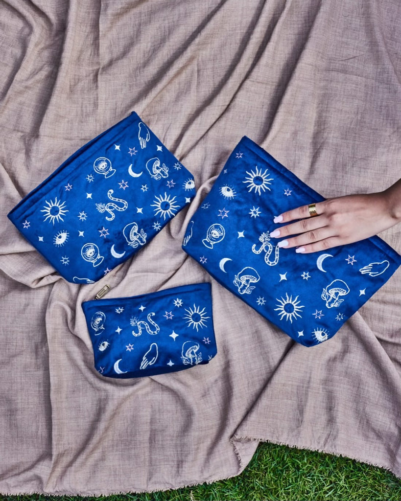 Sapphire Velvet Celestial Pouch