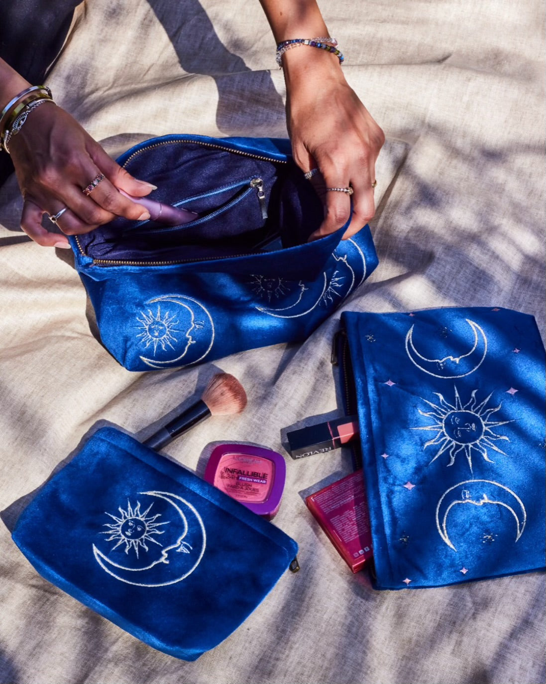 Sapphire Velvet Soleil Pouch