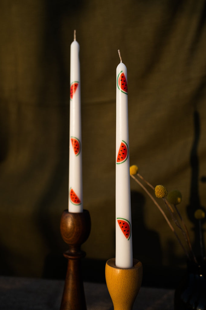 Watermelon Taper Candle