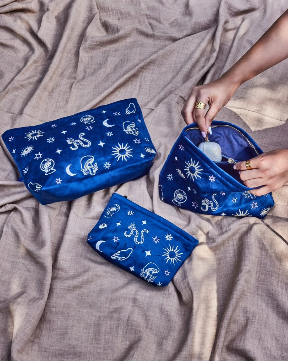 Sapphire Velvet Celestial Pouch