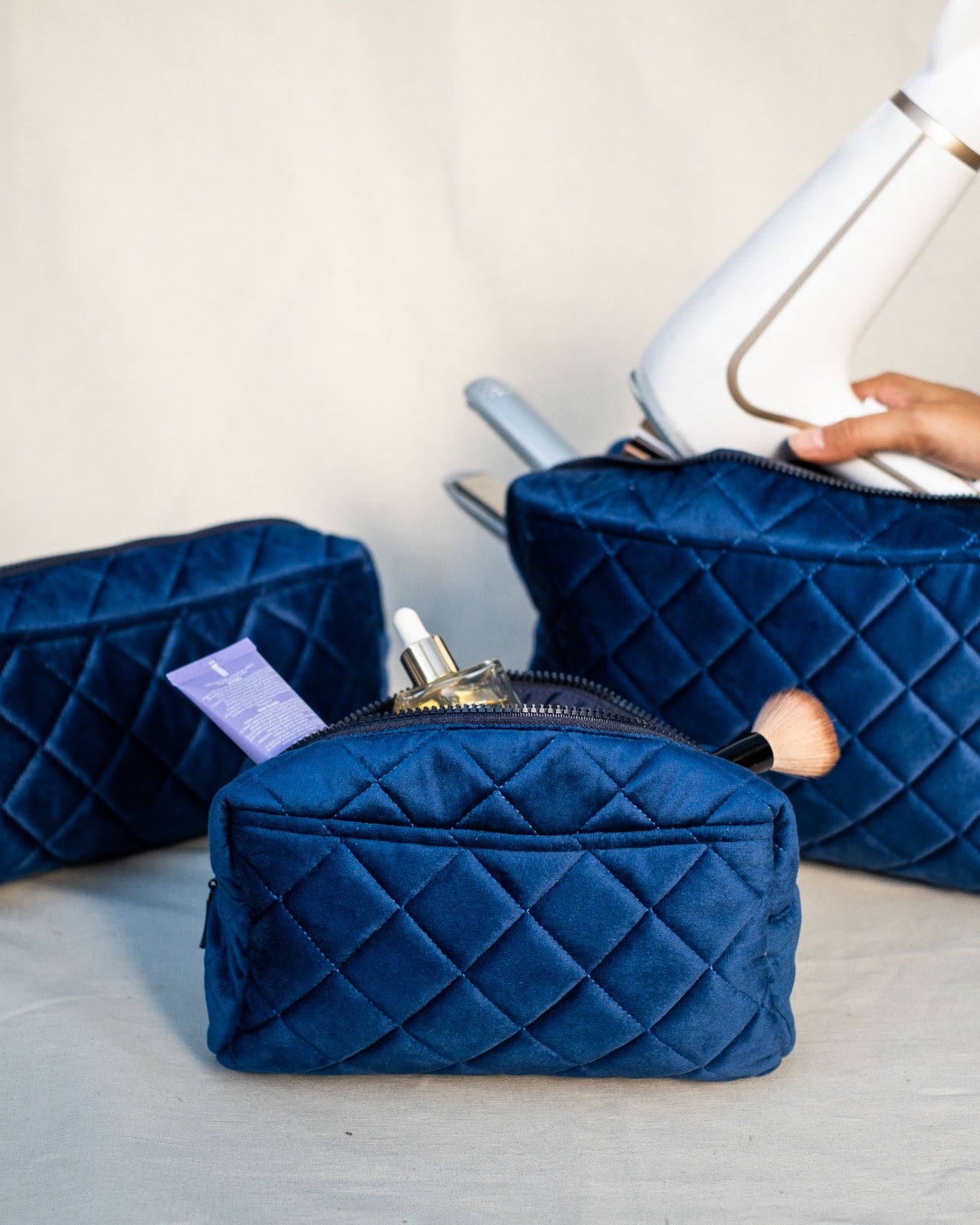 Sapphire Velvet Puff Pouch