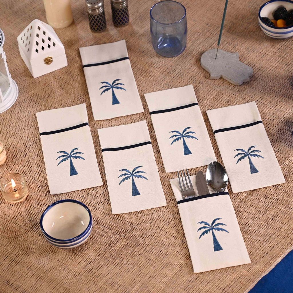 Blue Palm Cutlery Holder Set