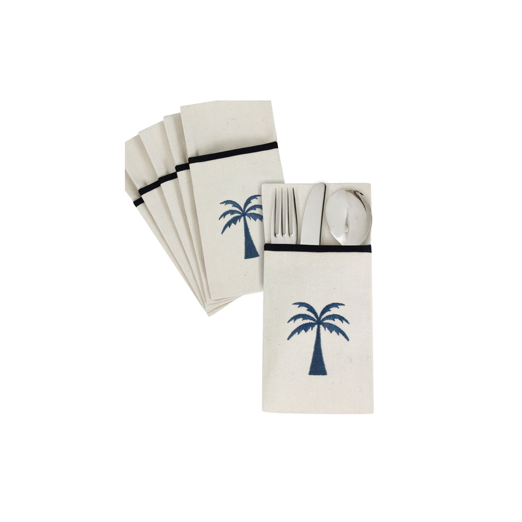 Blue Palm Cutlery Holder Set