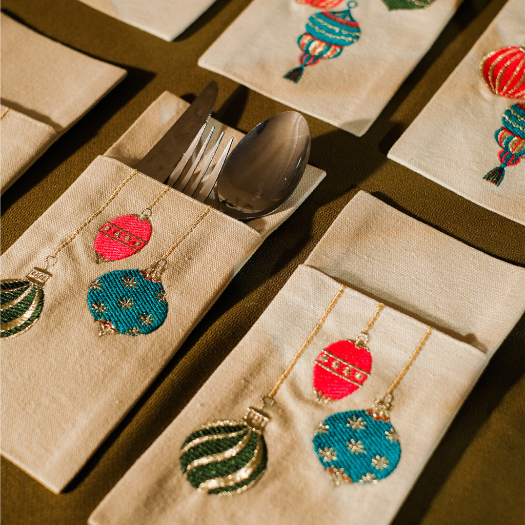 Christmas Lights Cutlery Holder Set