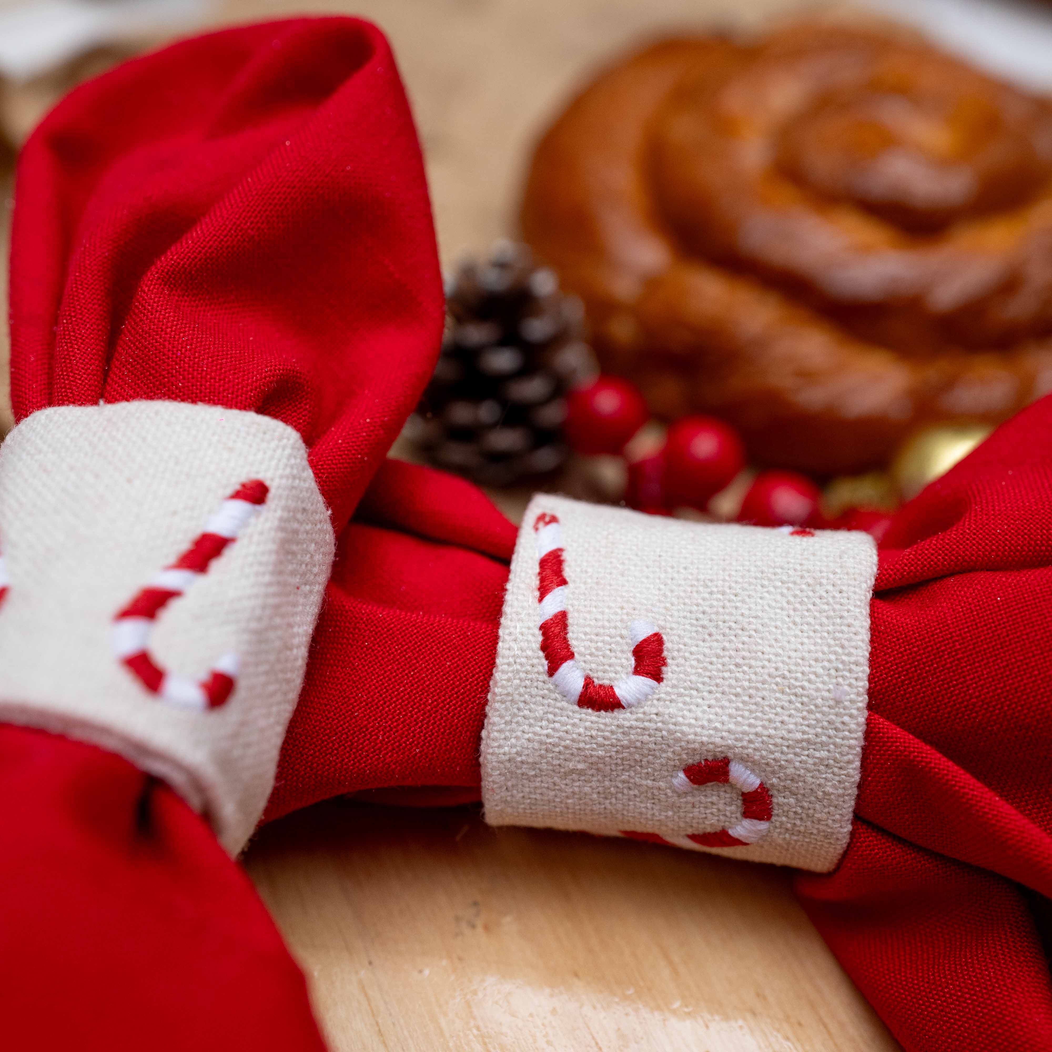 Candy Cane Table Napkin Holder Ring Set
