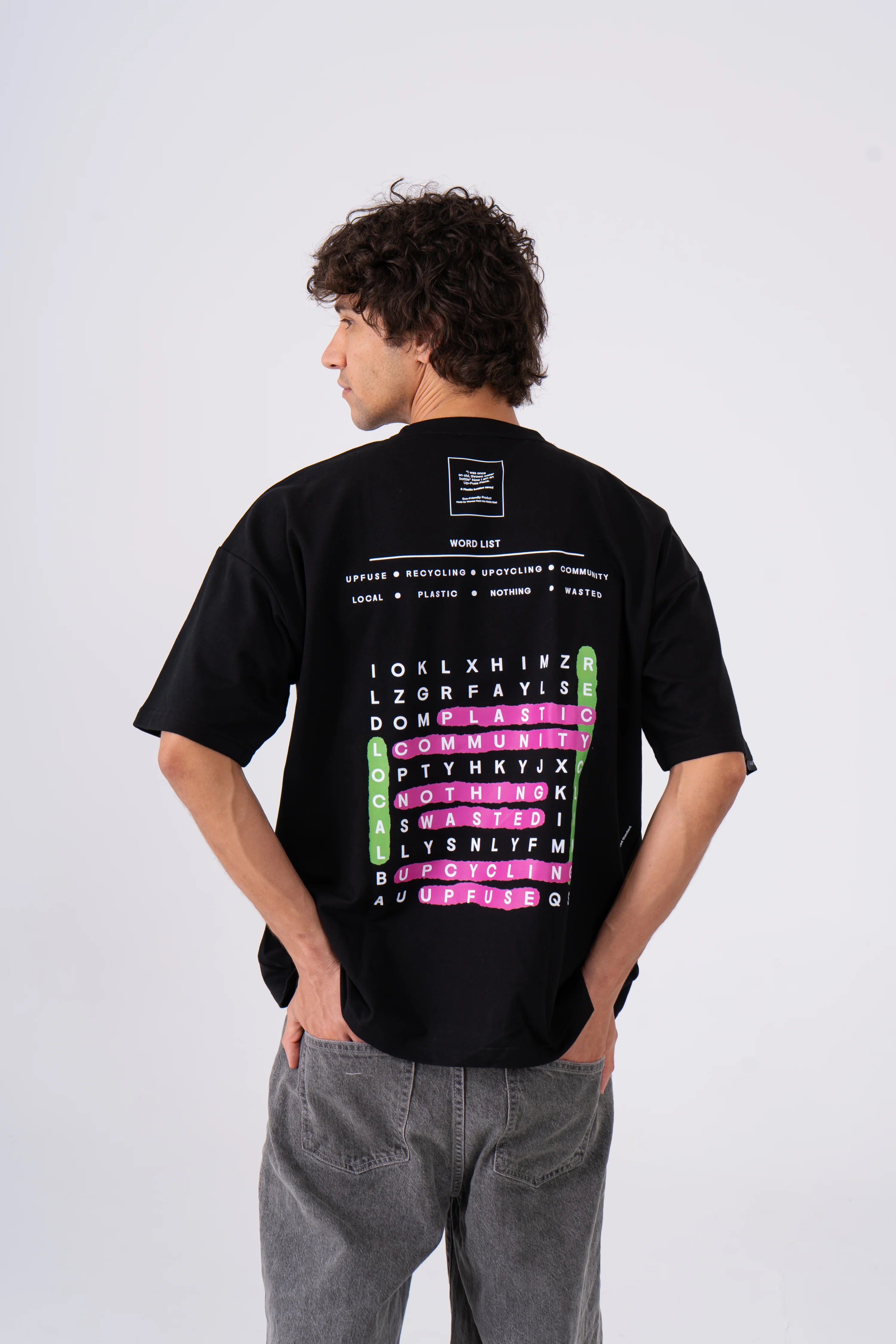 Oversized Crosswords T-Shirt - Black