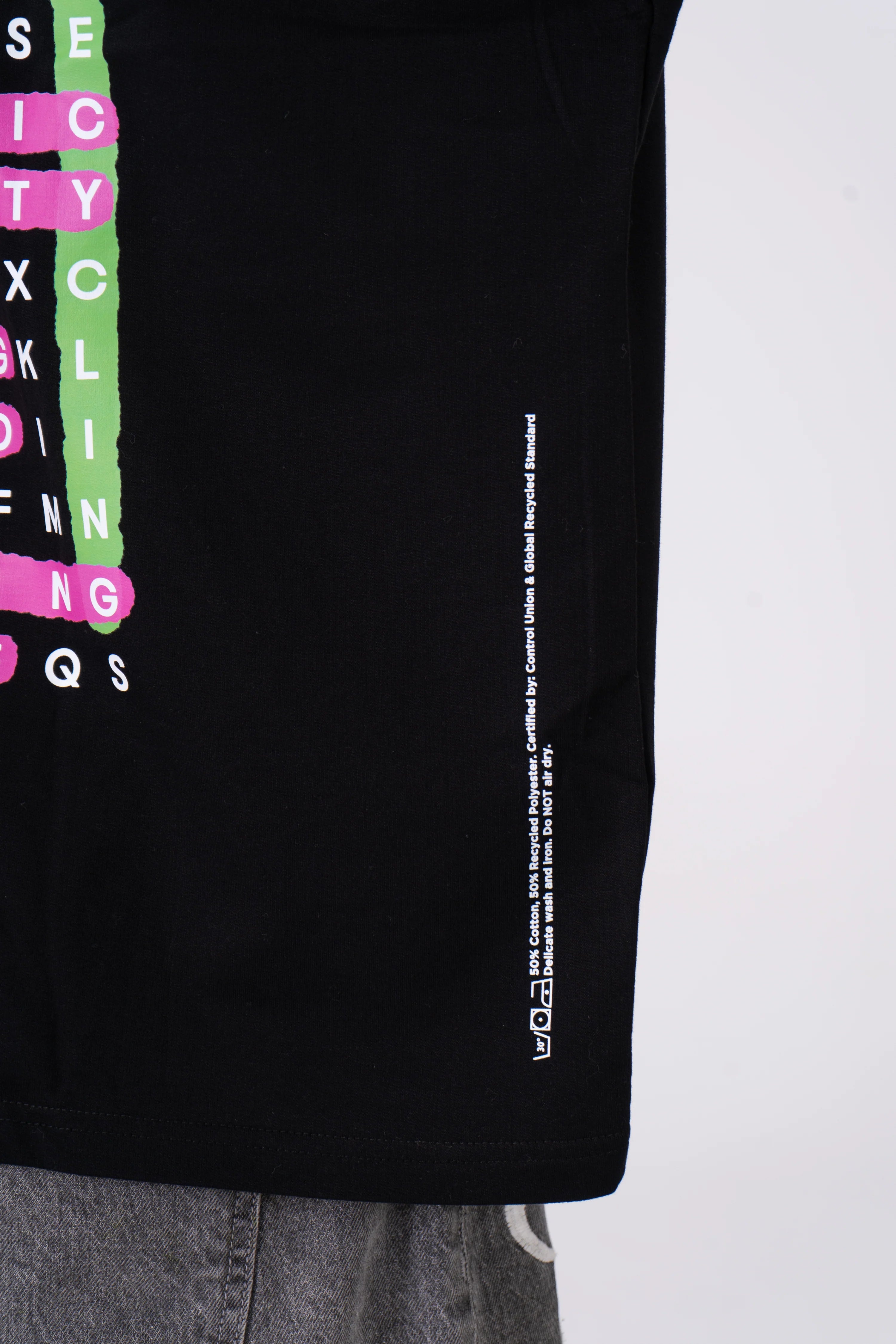 Oversized Crosswords T-Shirt - Black