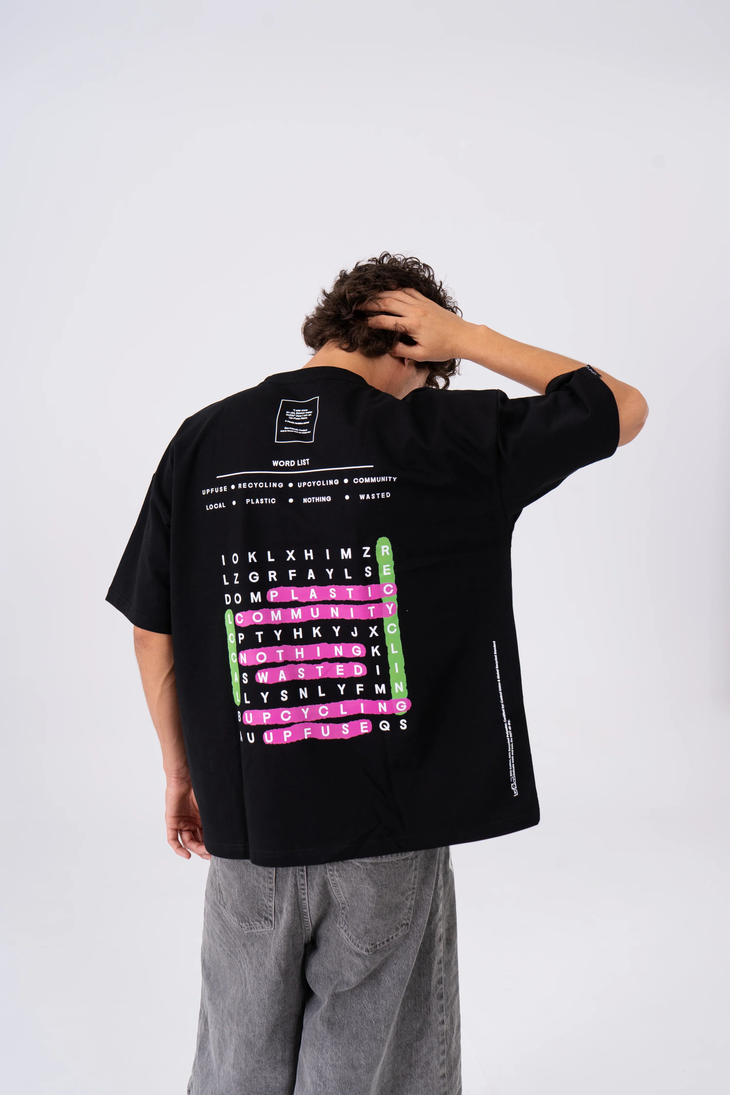Oversized Crosswords T-Shirt - Black