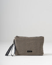 Sol Raffia Clutch - Black & Ivory