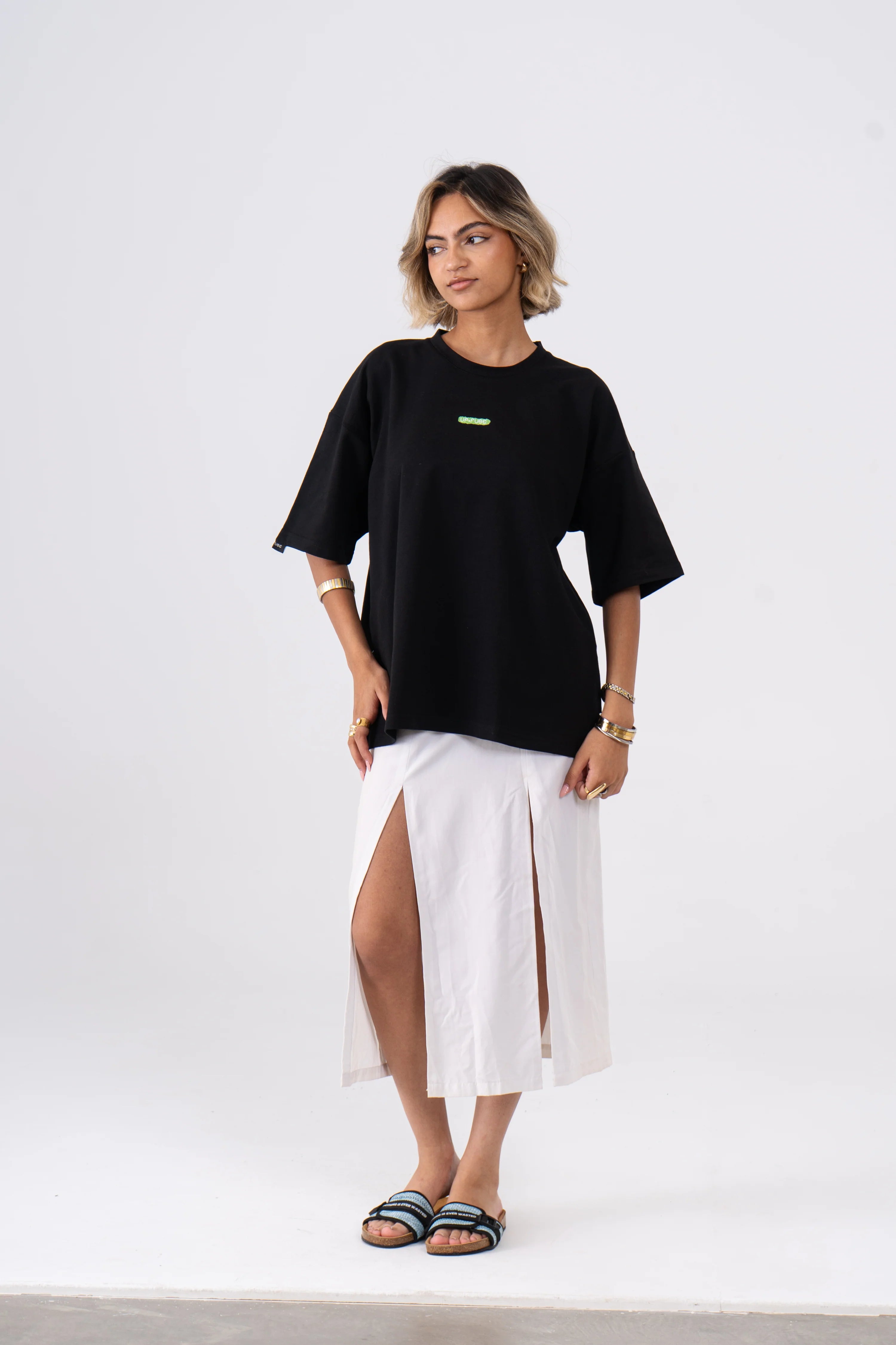 Oversized Crosswords T-Shirt - Black