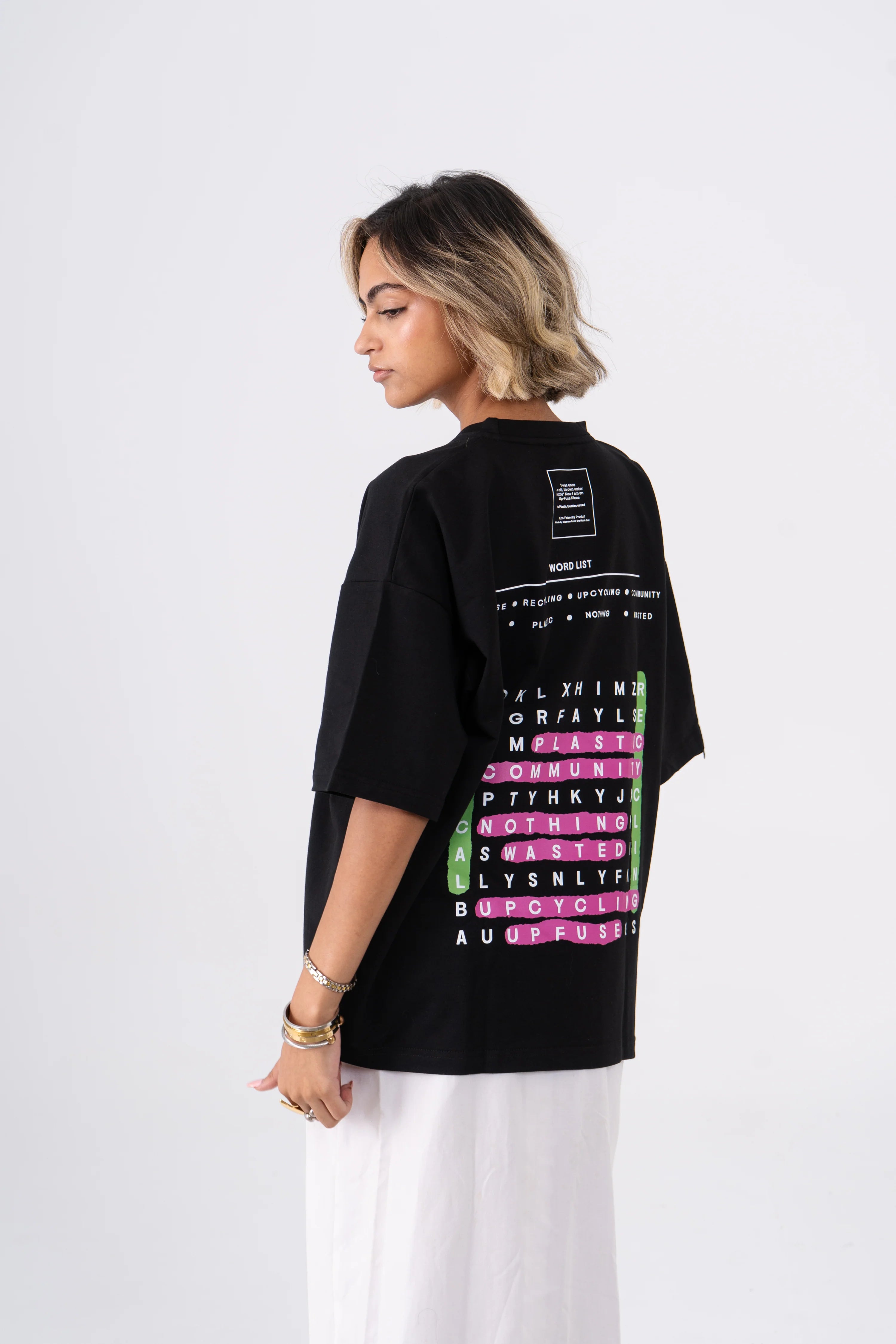 Oversized Crosswords T-Shirt - Black