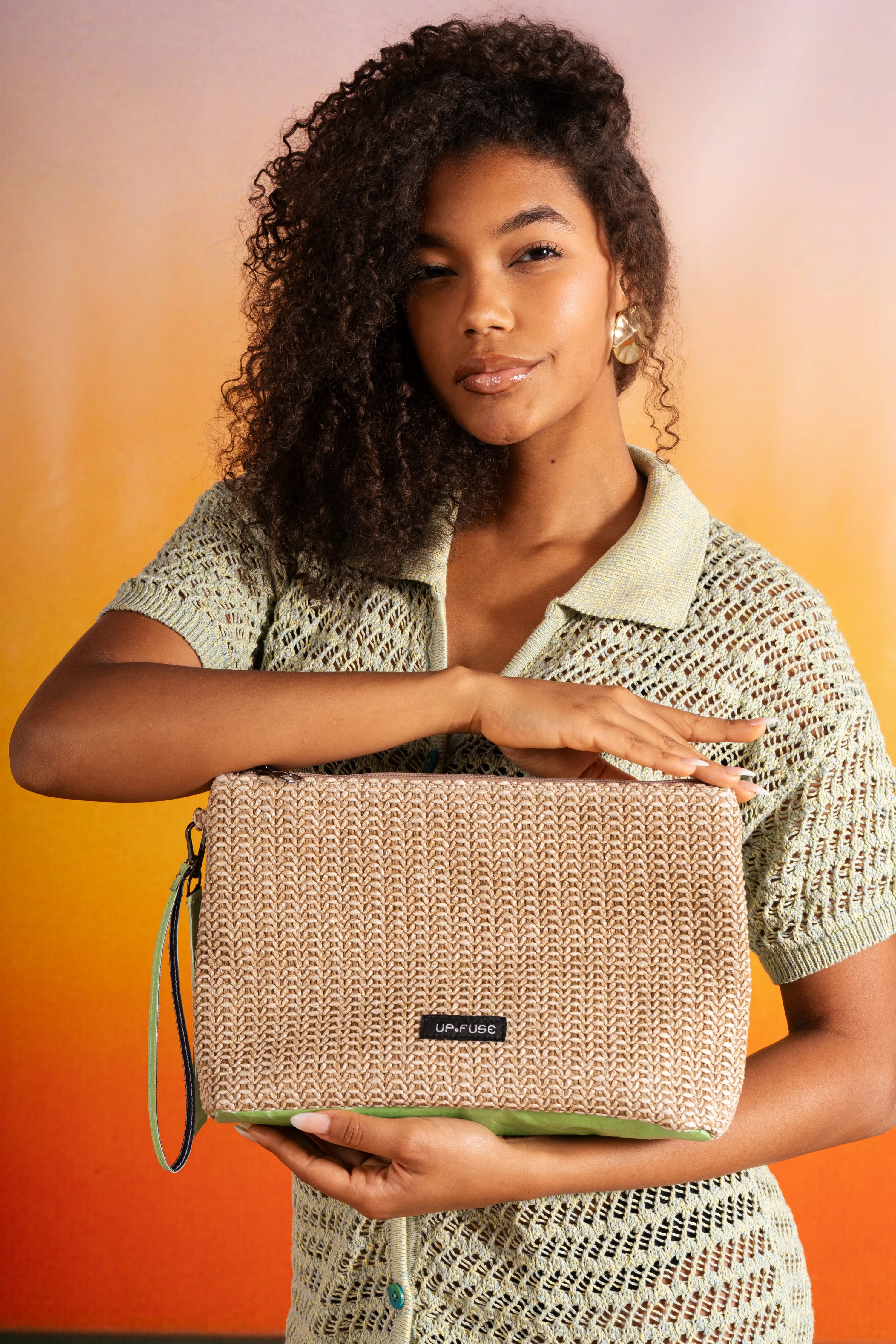 Sol Raffia Clutch - Pistachio
