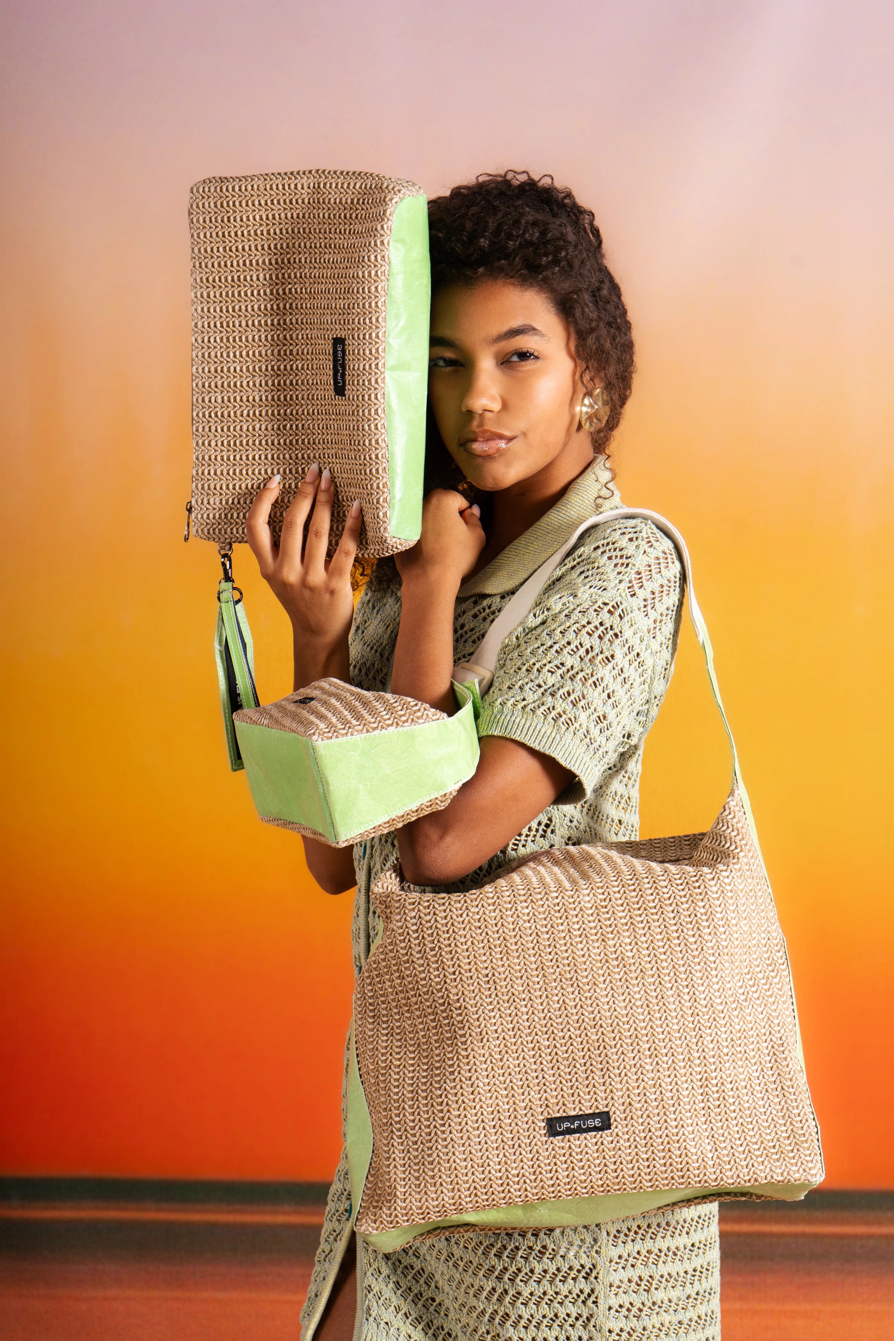Sol Raffia Clutch - Pistachio