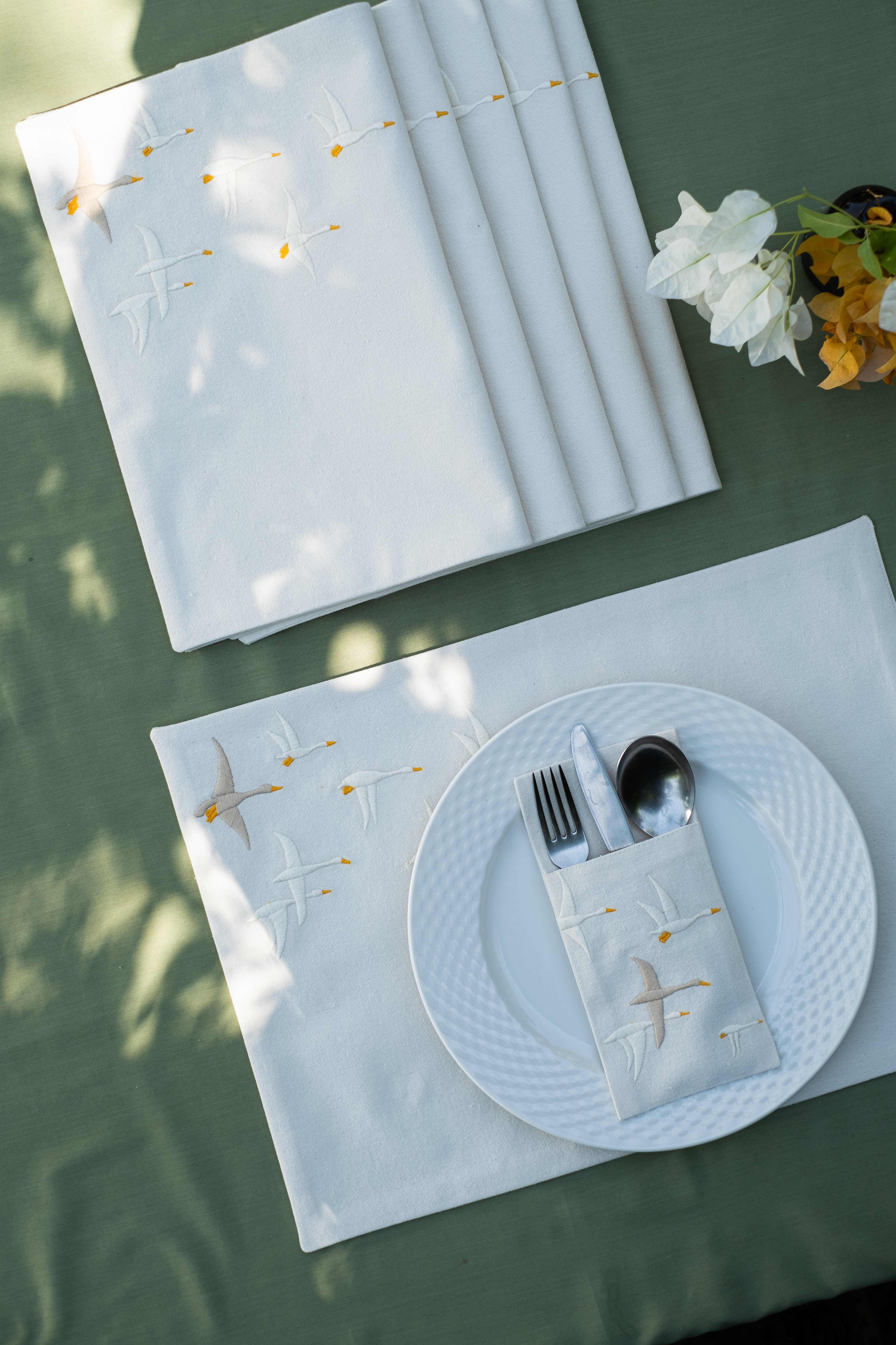 Feather Flock Placemats Set
