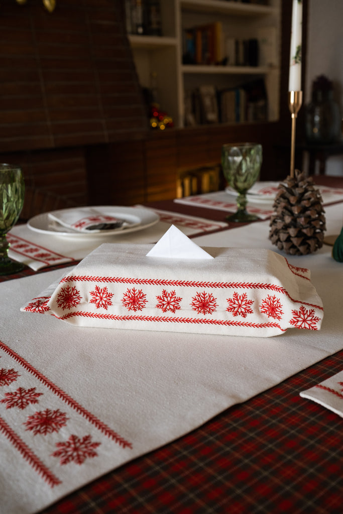 Red Snowfall Tissue Box Cover