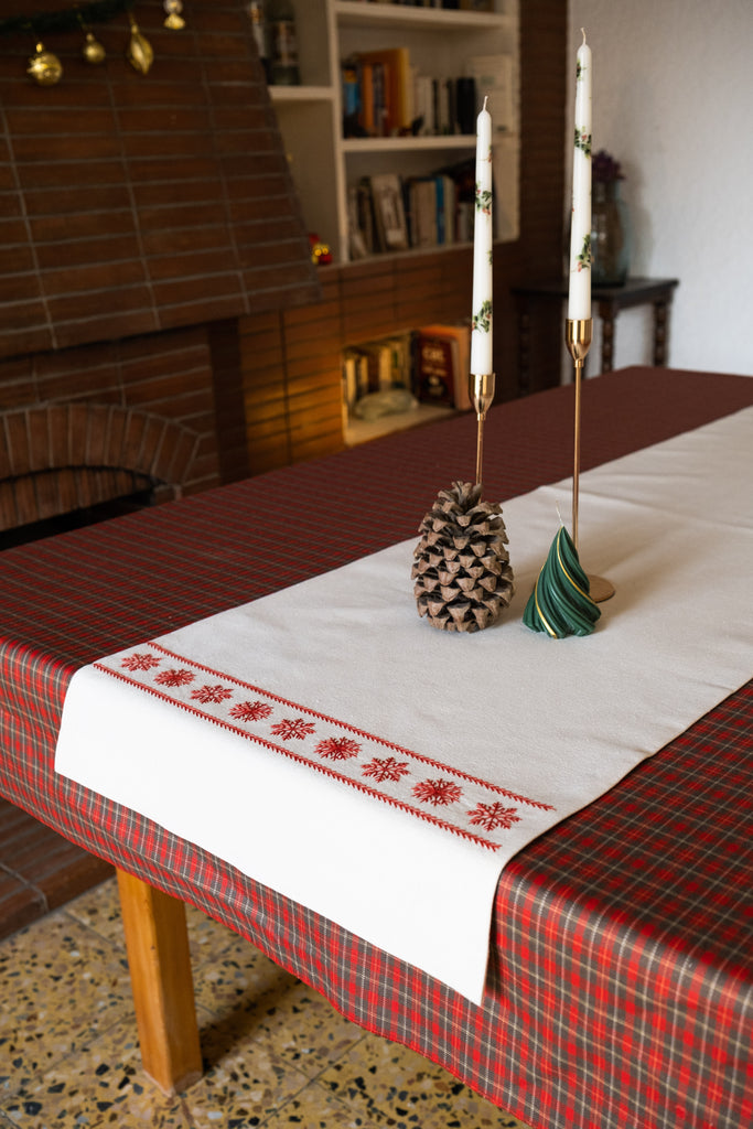 Red Snowfall Table Runner