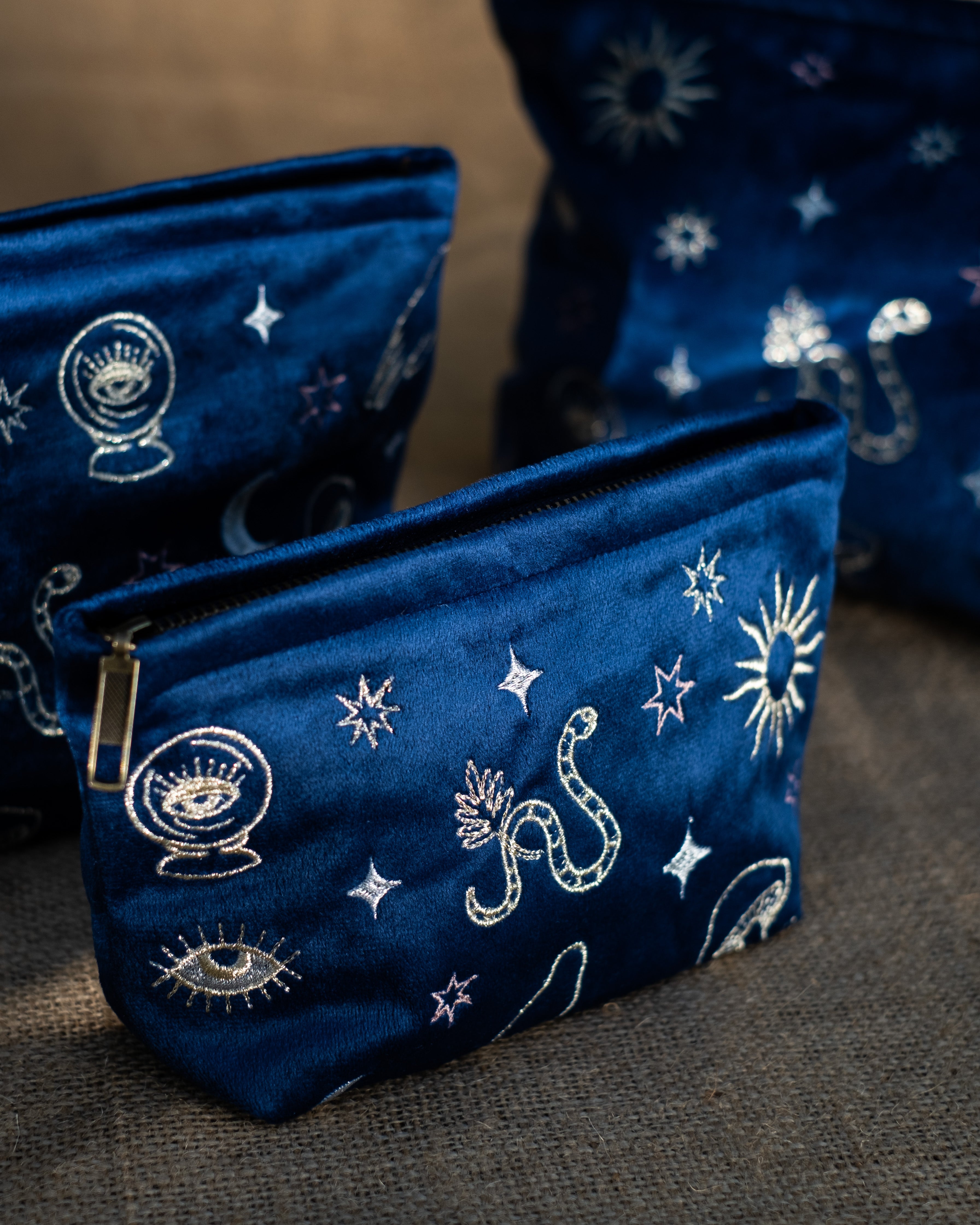 Sapphire Velvet Celestial Pouch