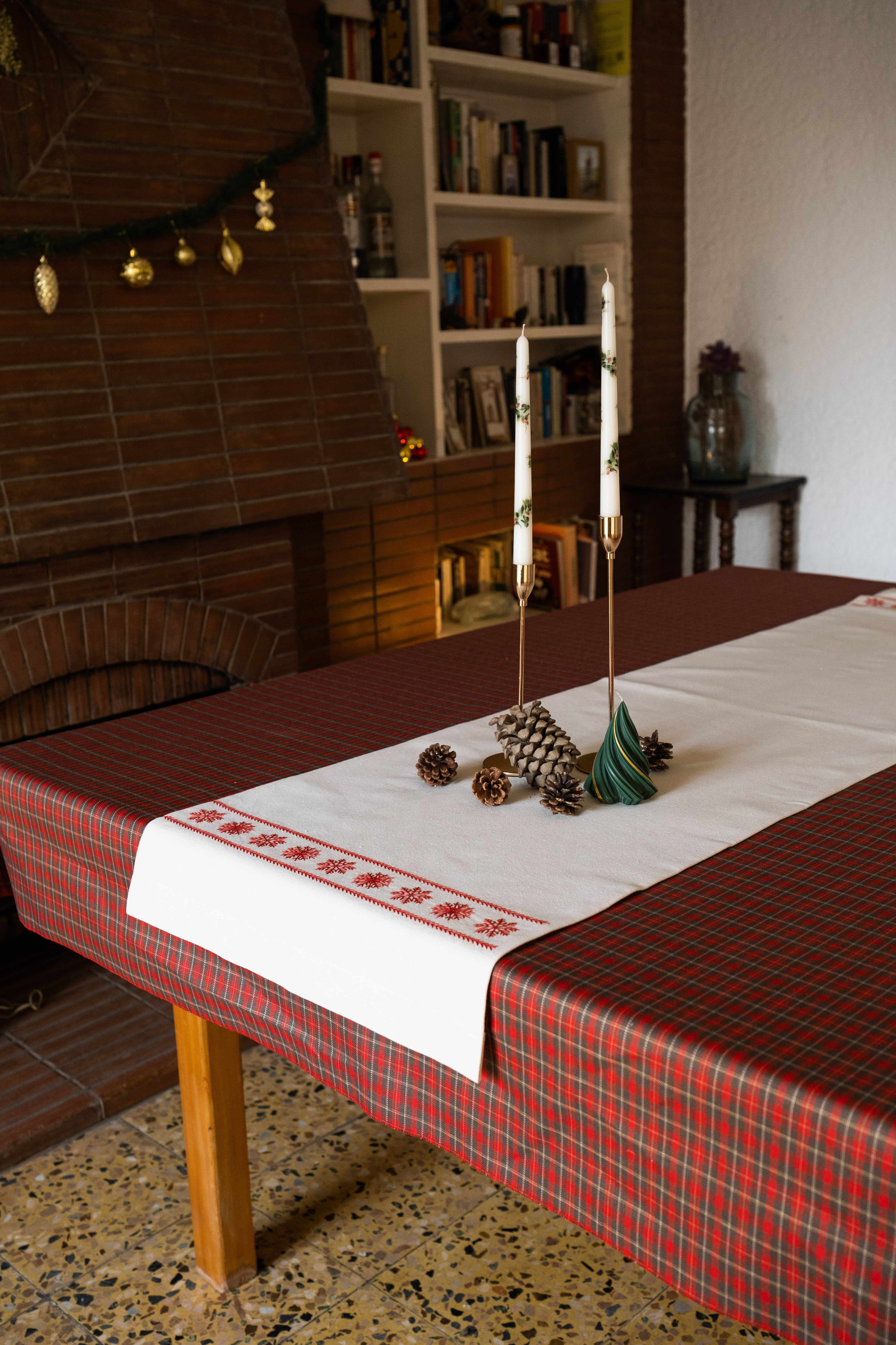 Red Snowfall Table Runner