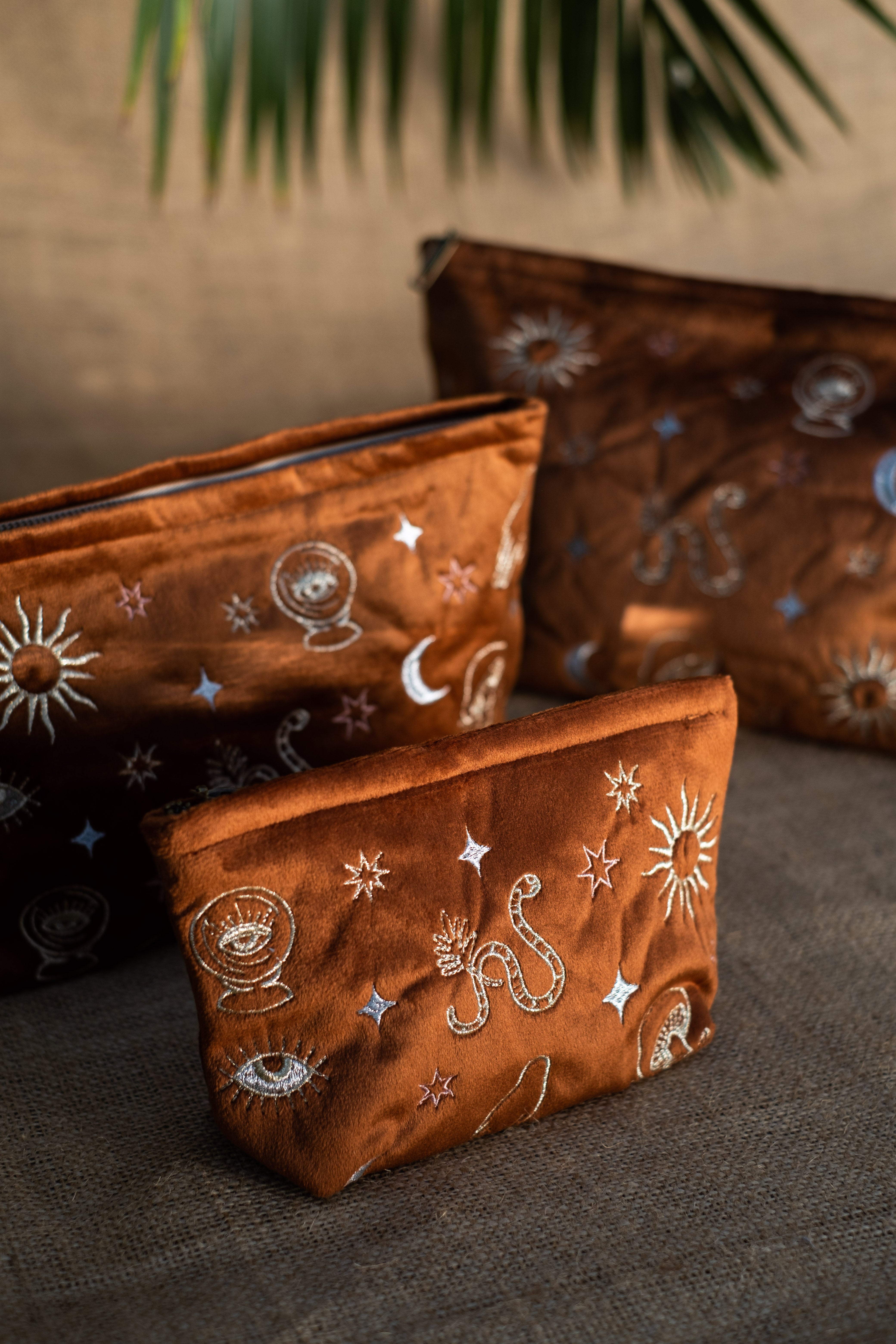 Burnt Orange Velvet Celestial Pouch