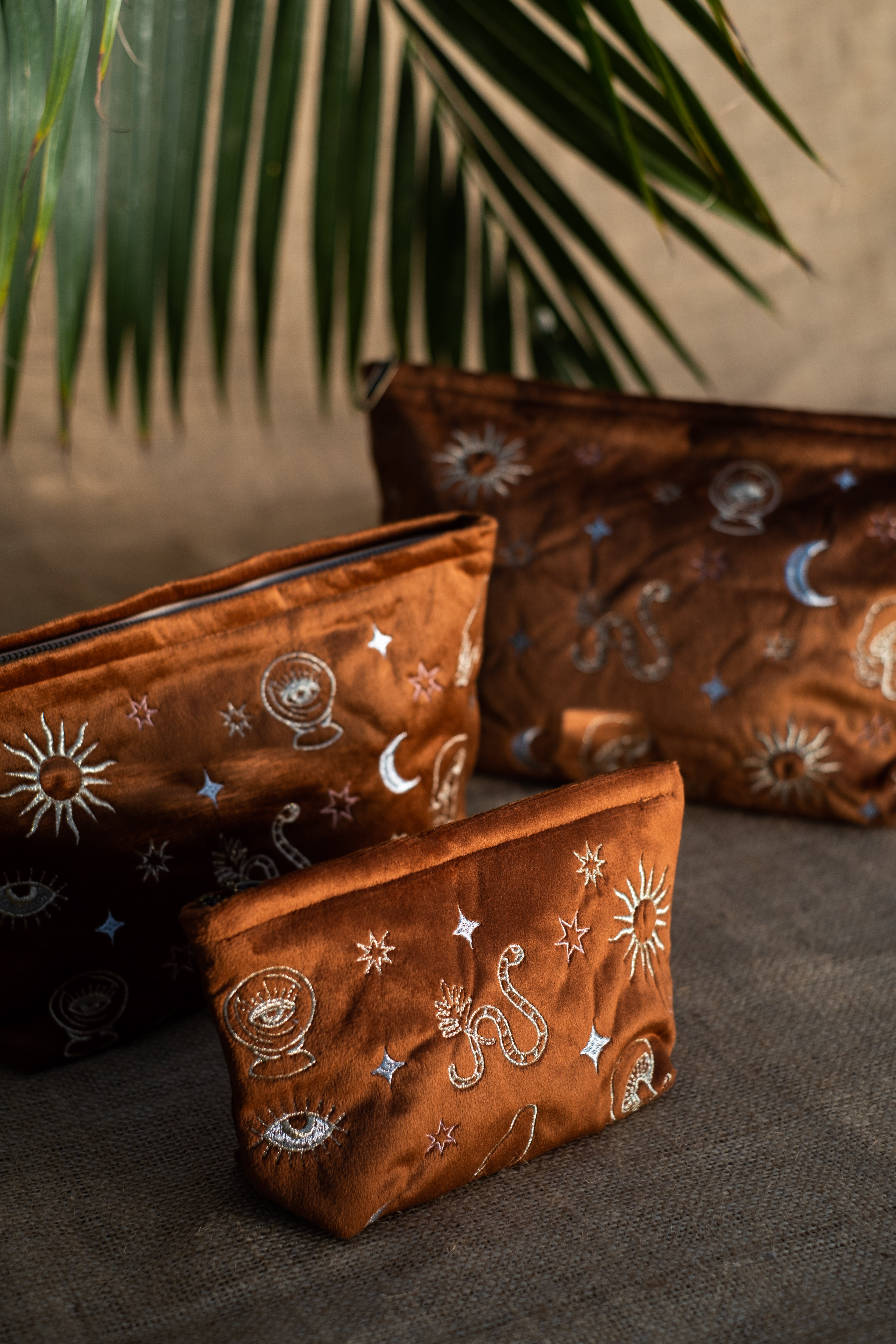 Burnt Orange Velvet Celestial Pouch