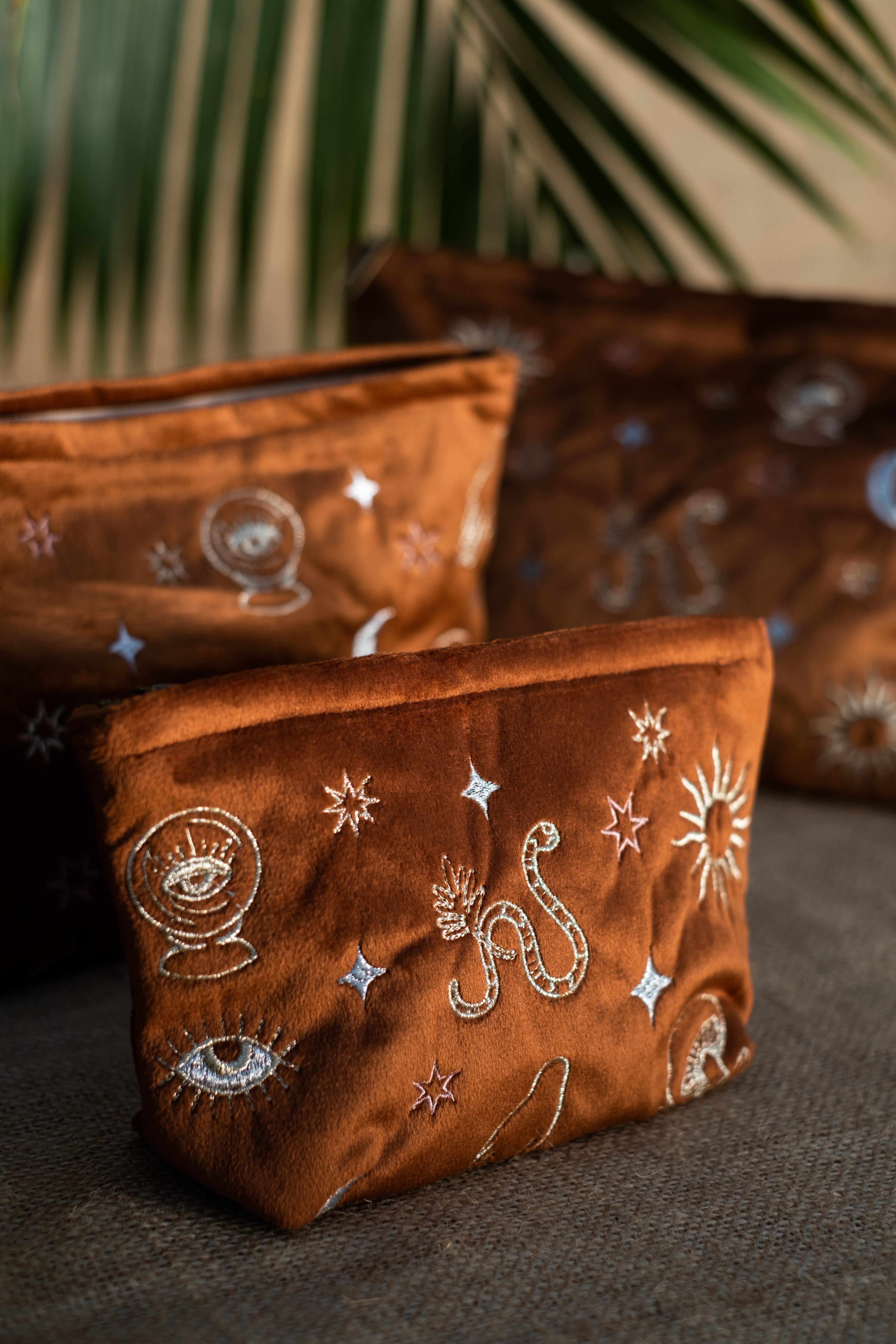 Burnt Orange Velvet Celestial Pouch