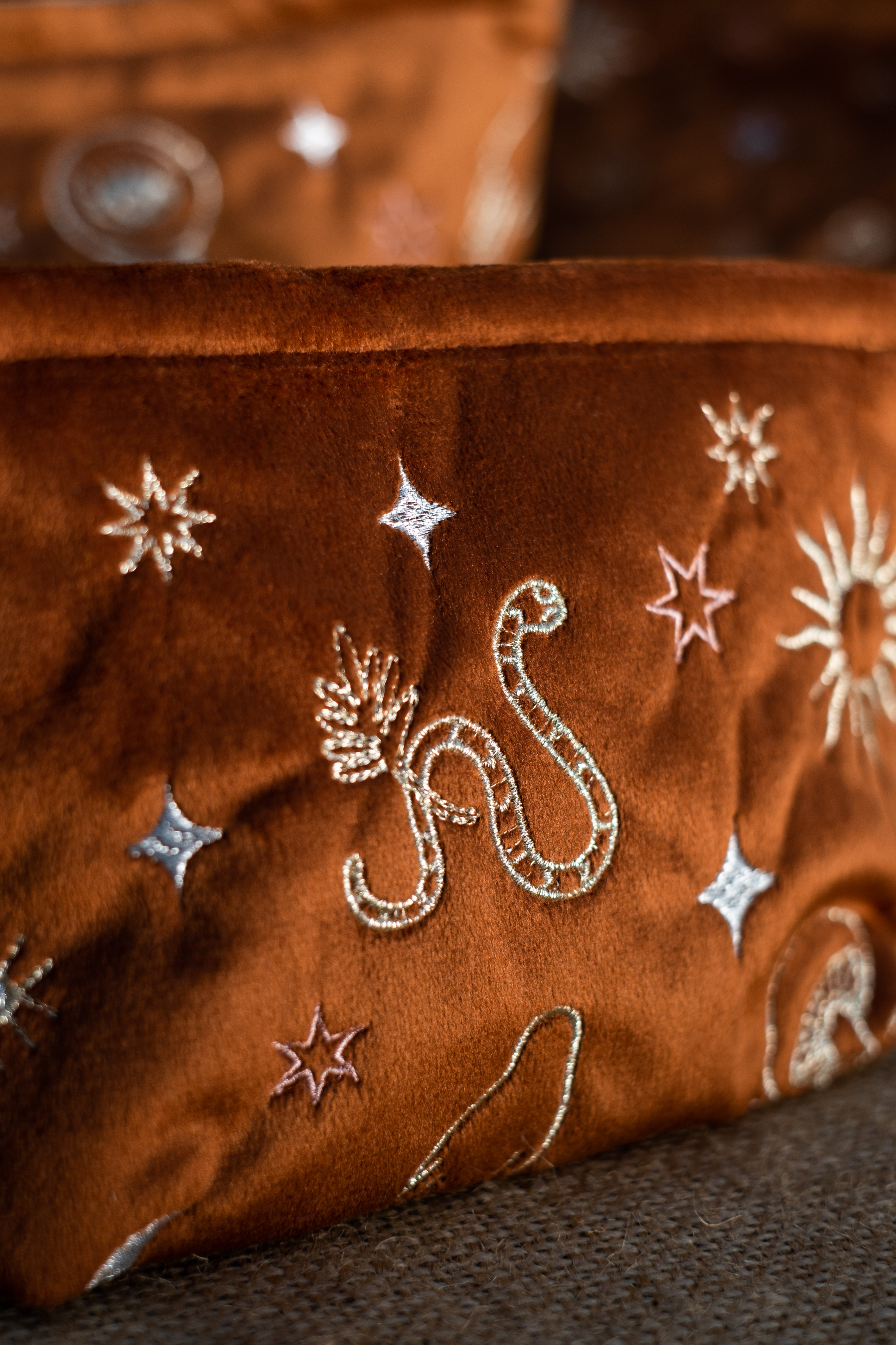 Burnt Orange Velvet Celestial Pouch