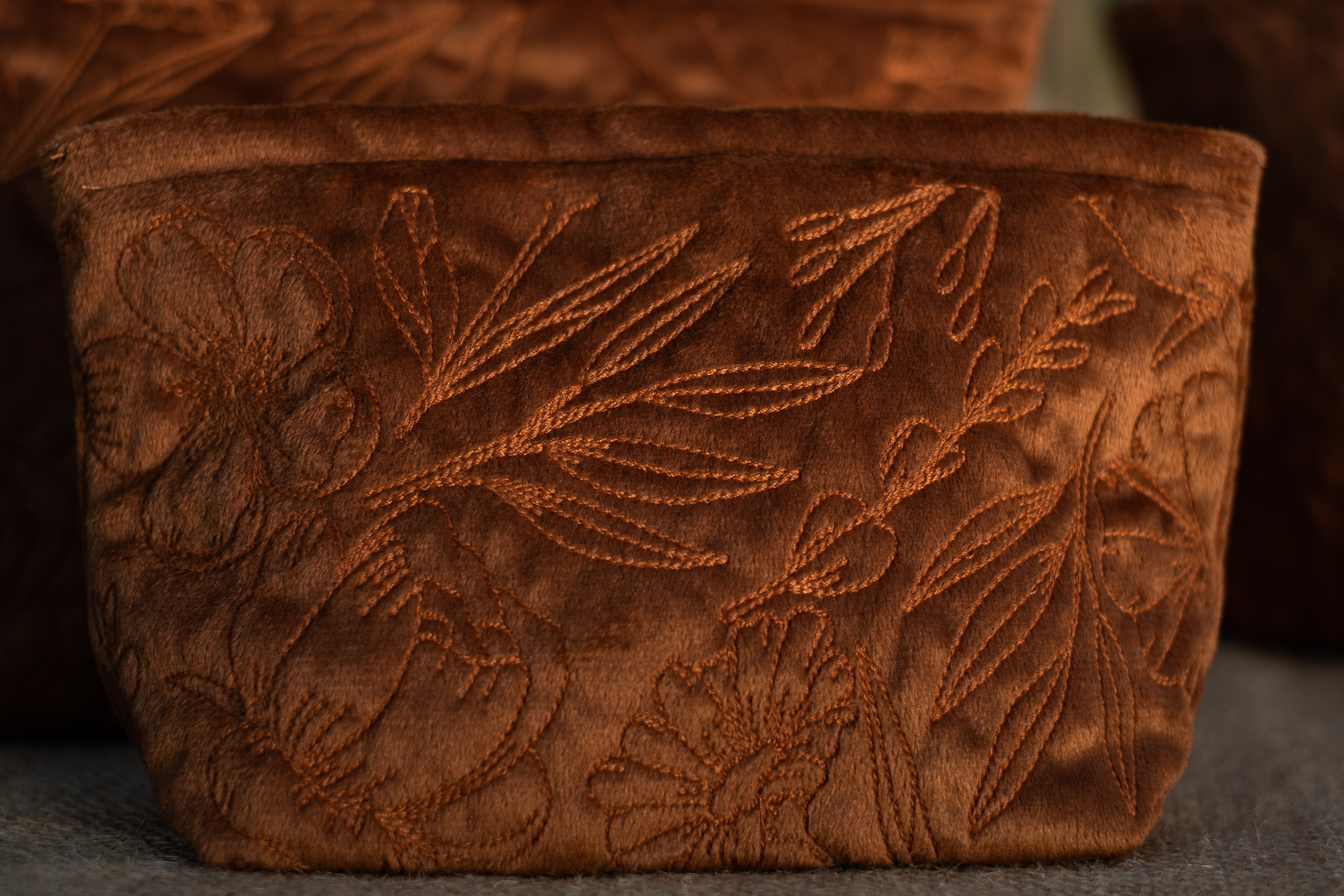 Burnt Orange Velvet Flora Pouch