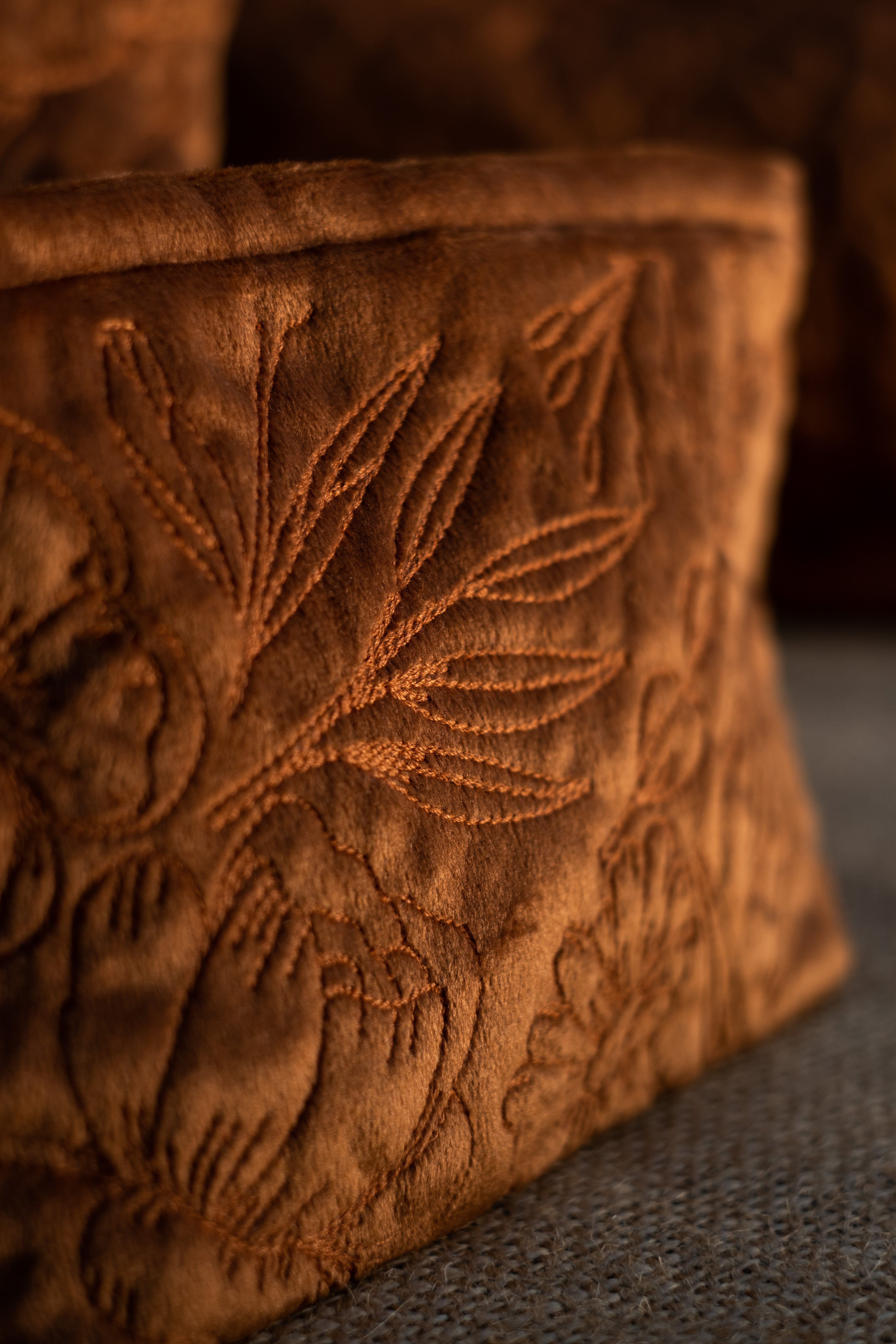 Burnt Orange Velvet Flora Pouch