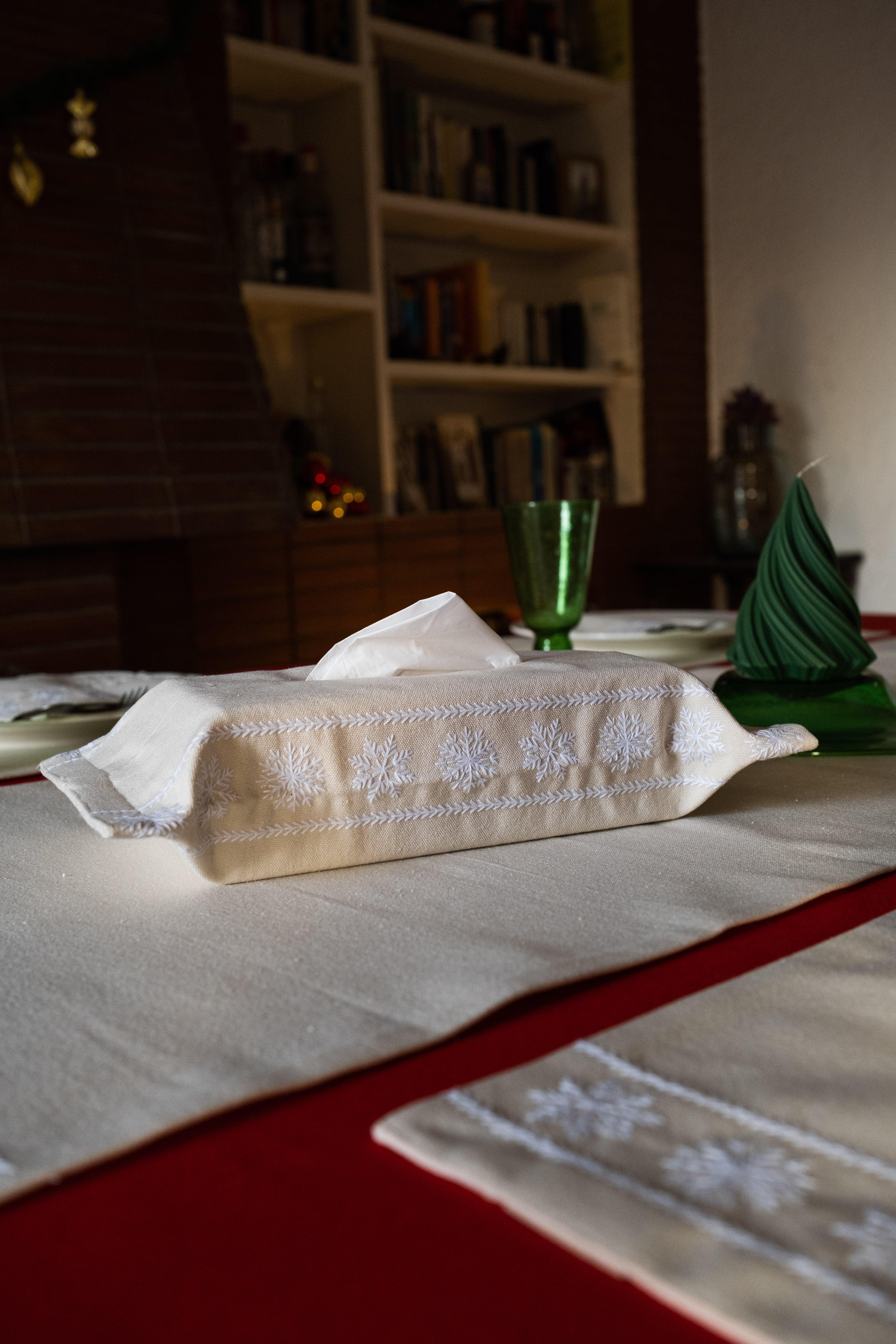 White Snowfall Tissue Box Cover