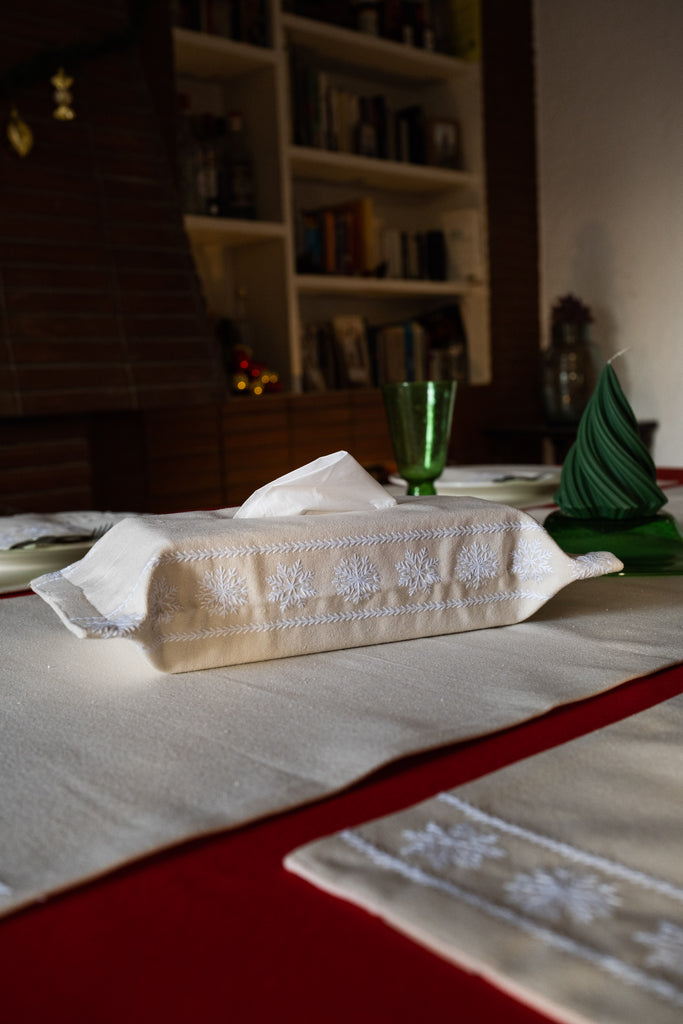 White Snowfall Tissue Box Cover