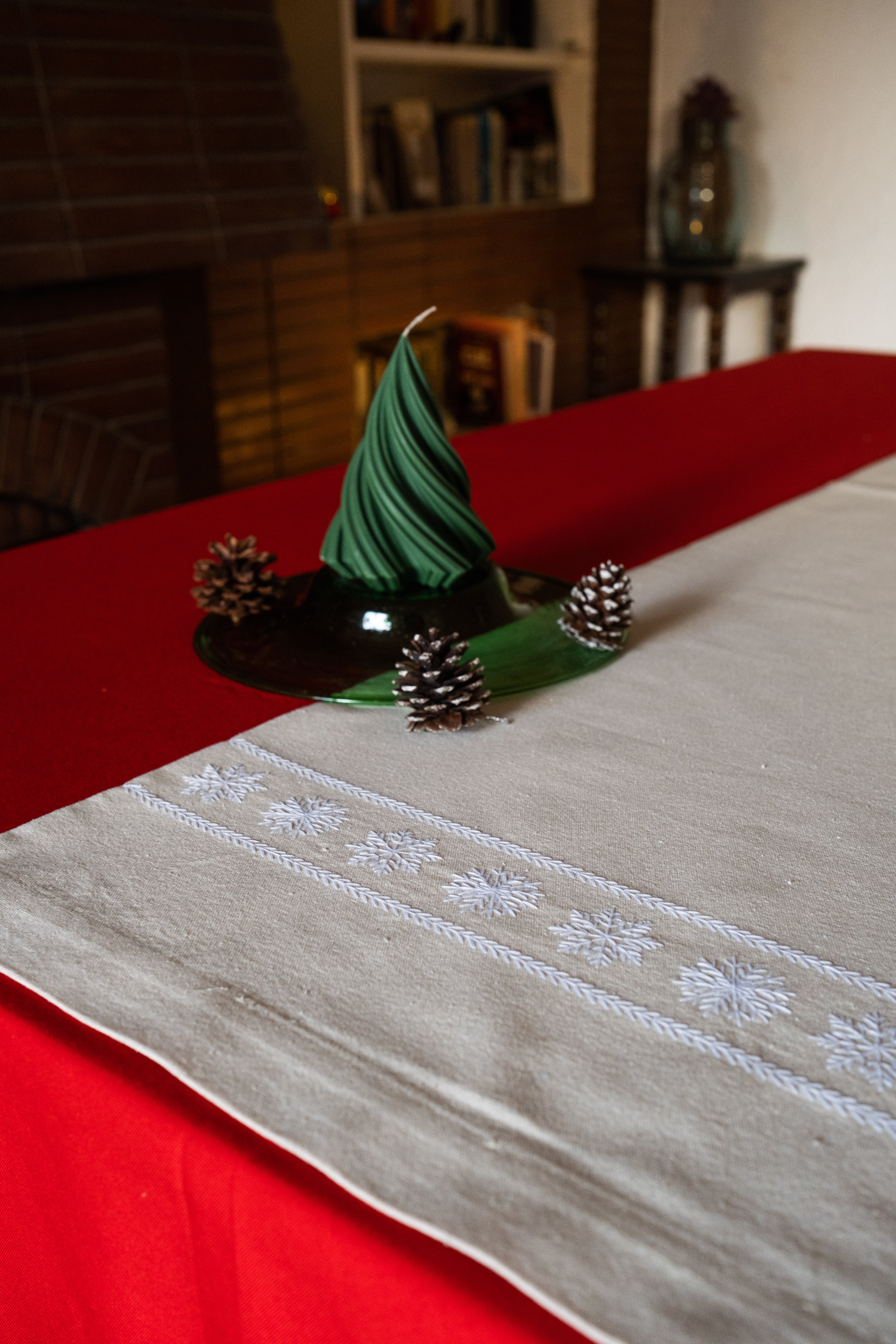 White Snowfall Table Runner