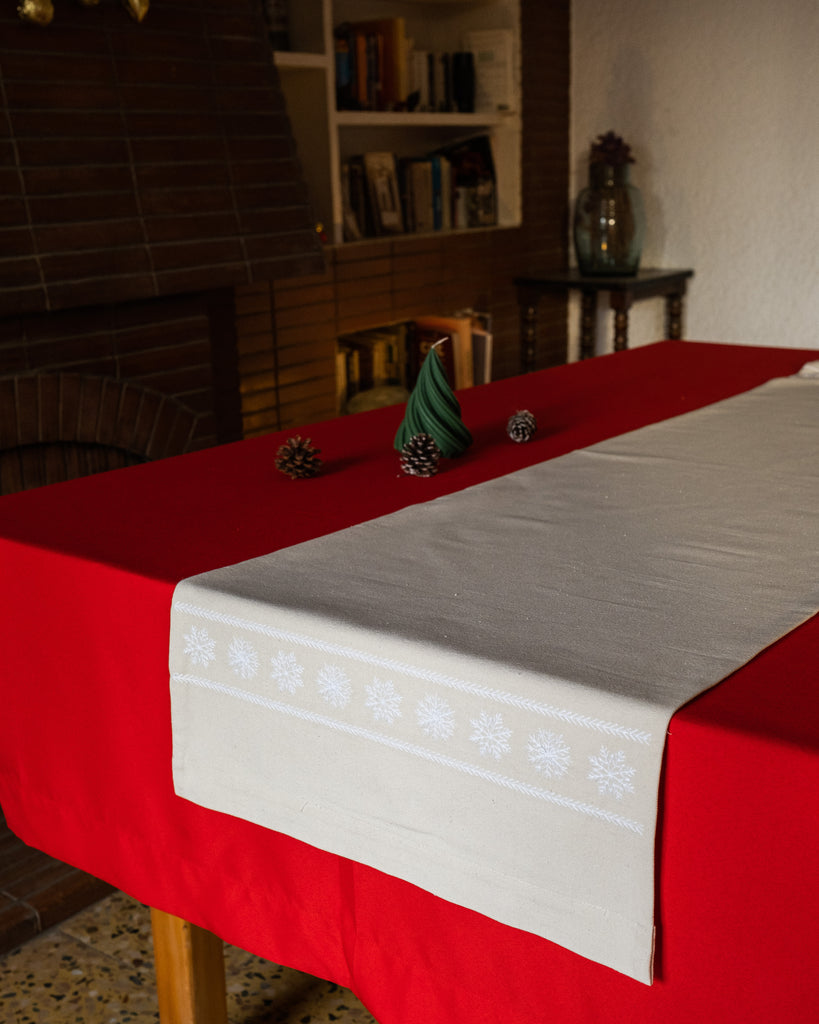 White Snowfall Table Runner