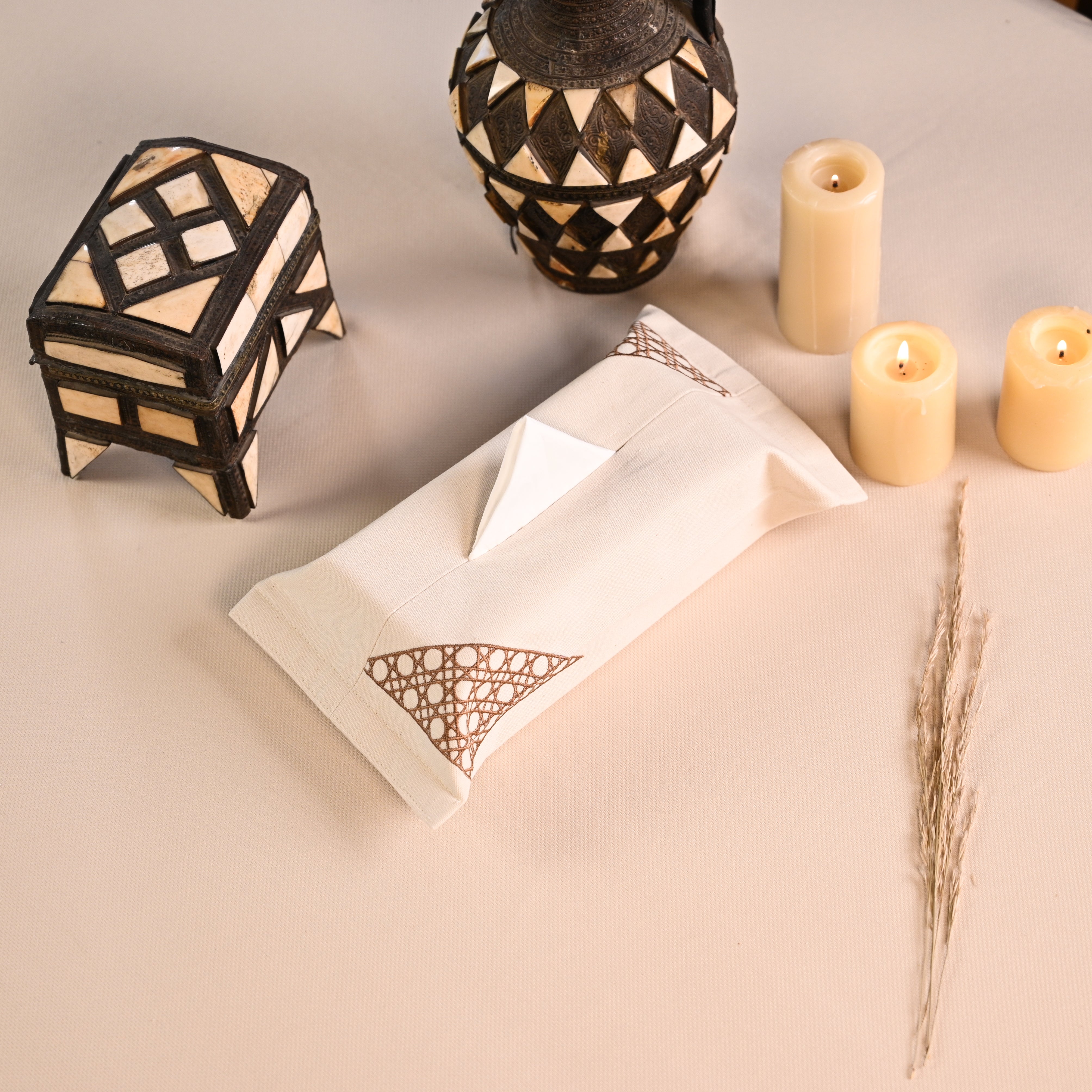 Wooden Cané Tissue Box Cover