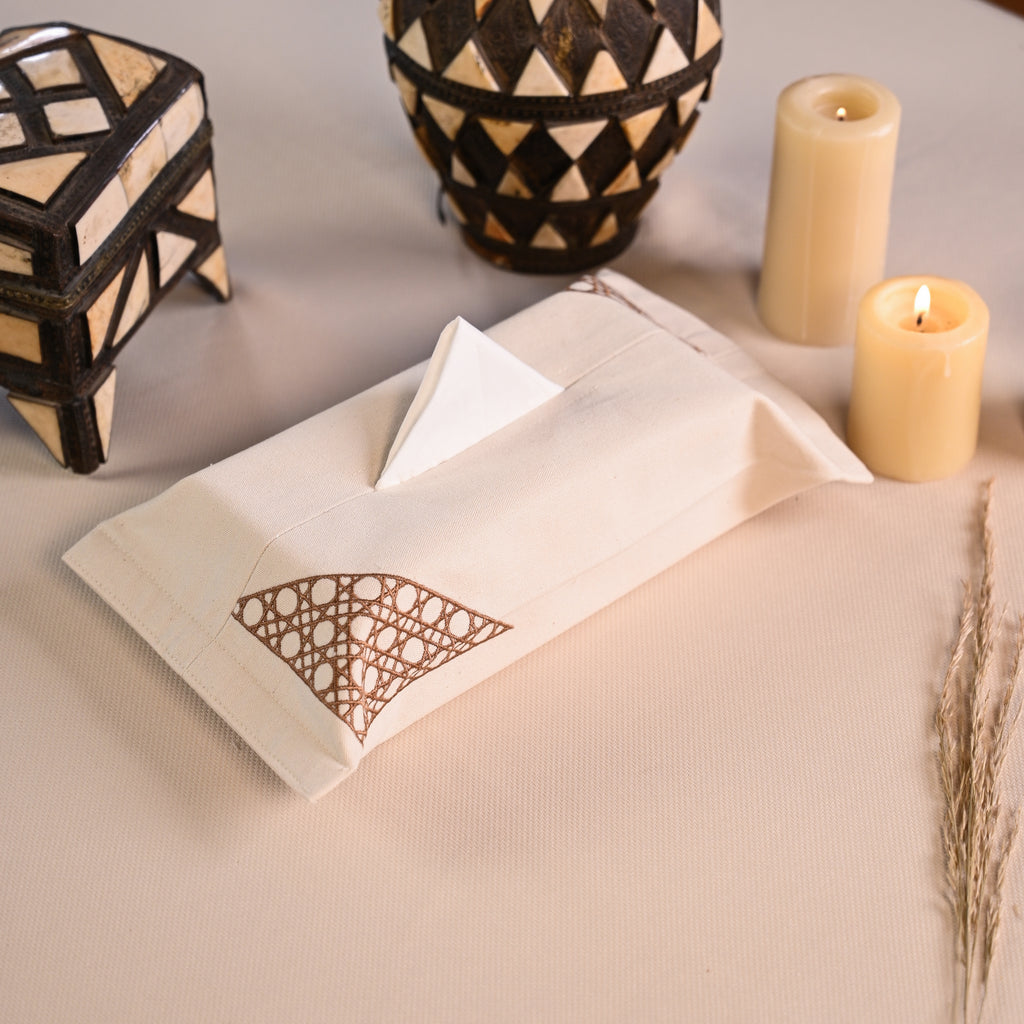 Wooden Cané Tissue Box Cover