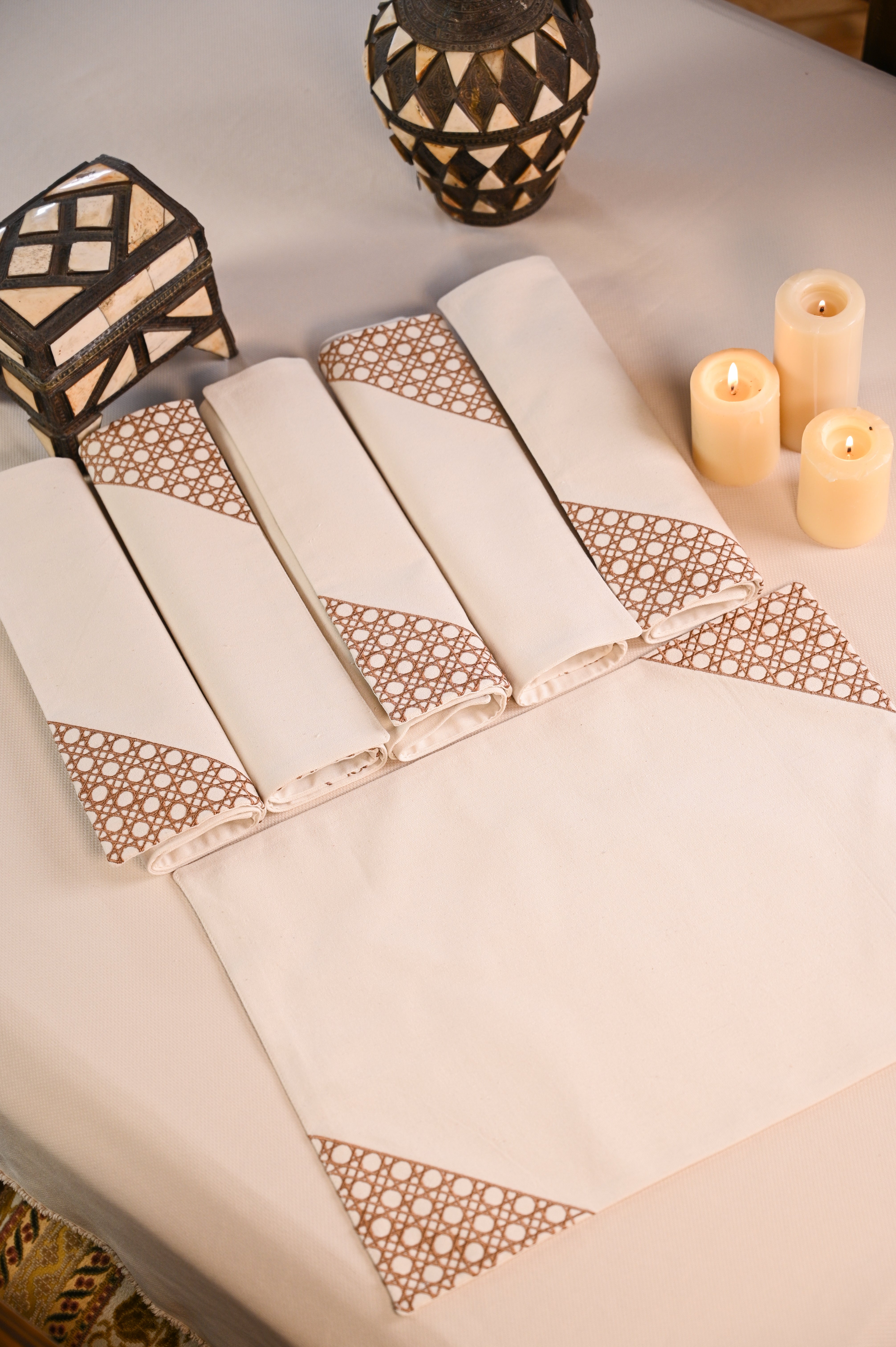 Wooden Cané Placemats Set