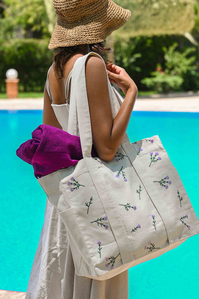 White Rose Beach Bag