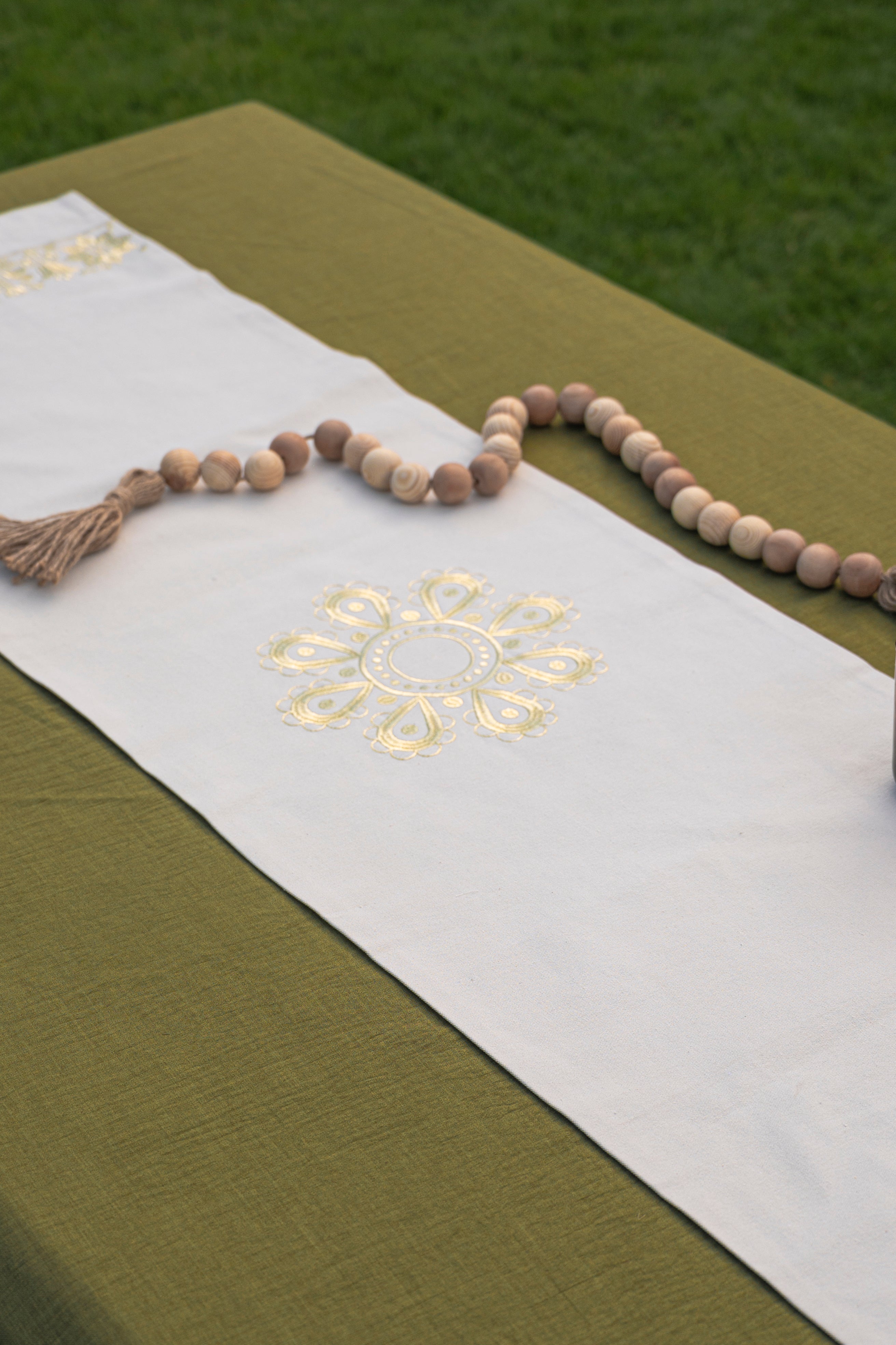 Golden Scandi Garden Table Runner