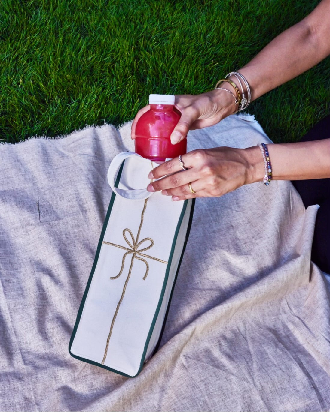 Golden Ribbon Bottle Bag